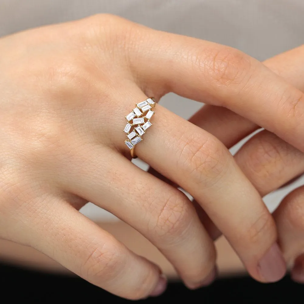 Baguette Diamond Cluster Ring - Image 7