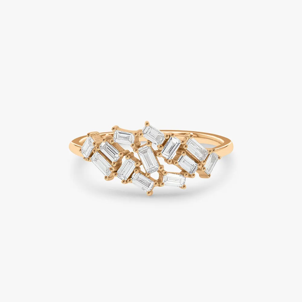Baguette Diamond Cluster Ring - Image 10