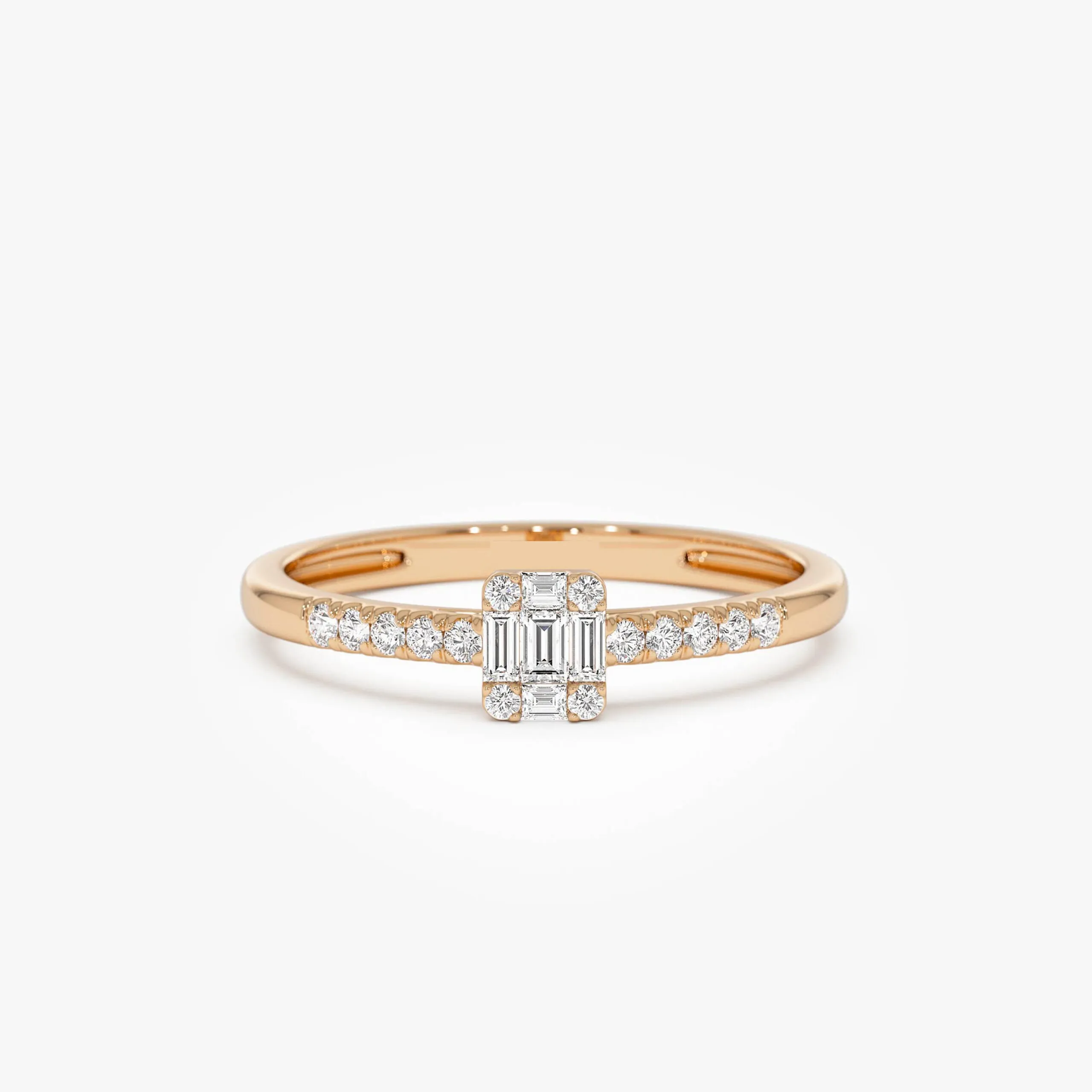 Baguette Diamond Cluster Stacking Pave Band - Image 3