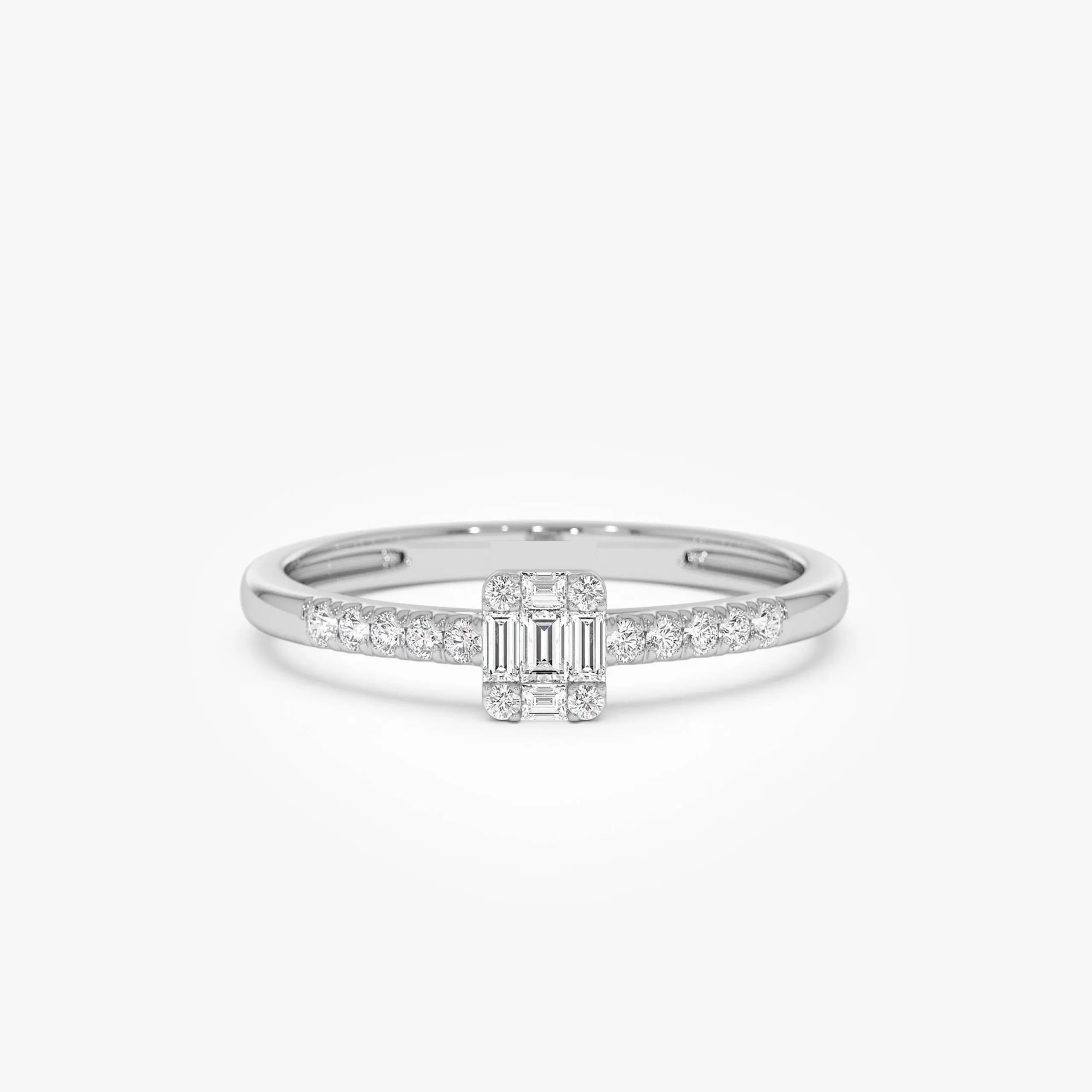 Baguette Diamond Cluster Stacking Pave Band - Image 2