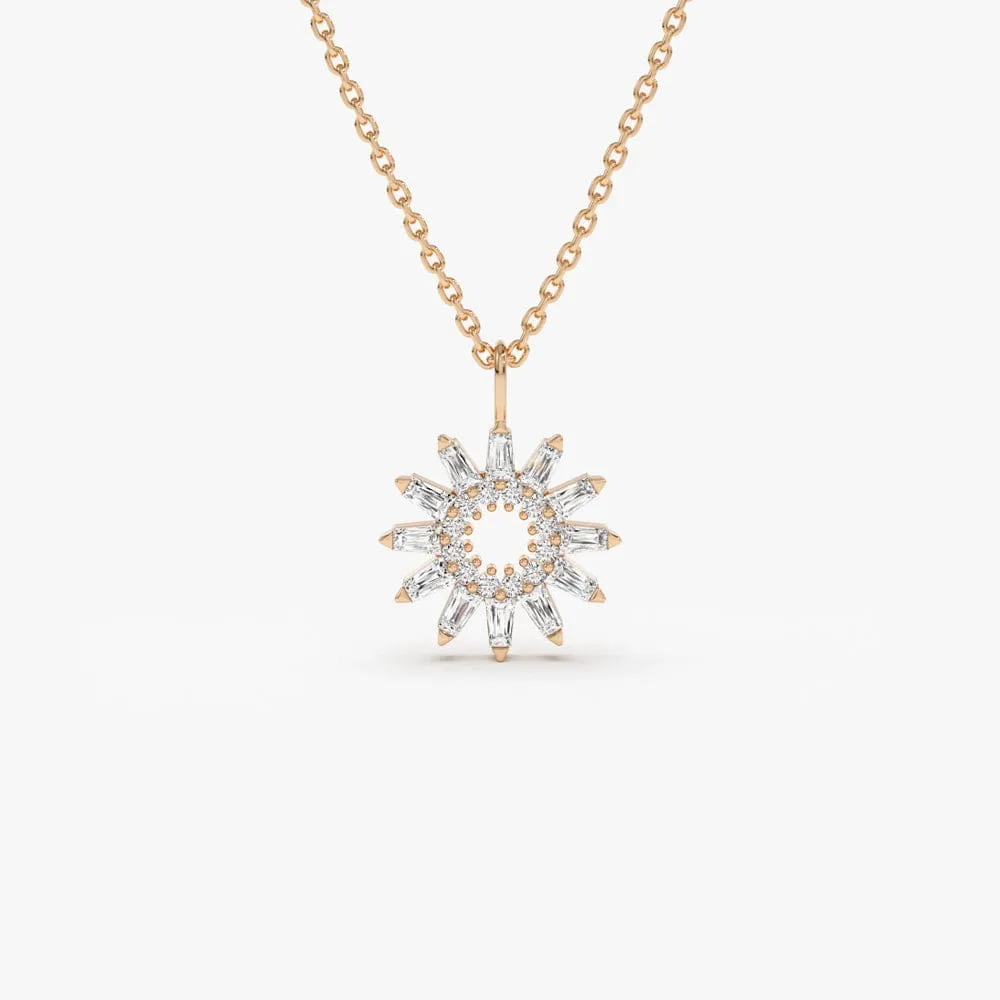 Baguette Diamond Star Pendant Necklace - Image 2