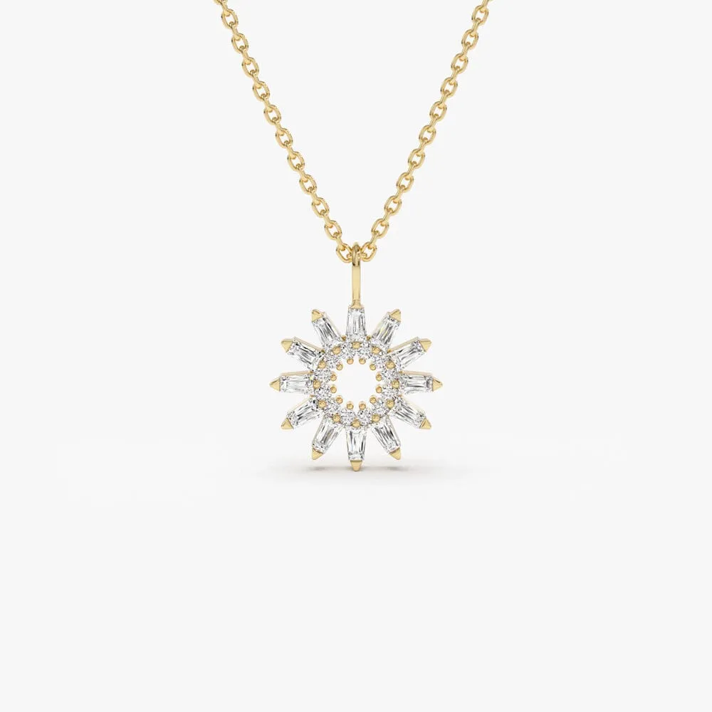 Baguette Diamond Star Pendant Necklace