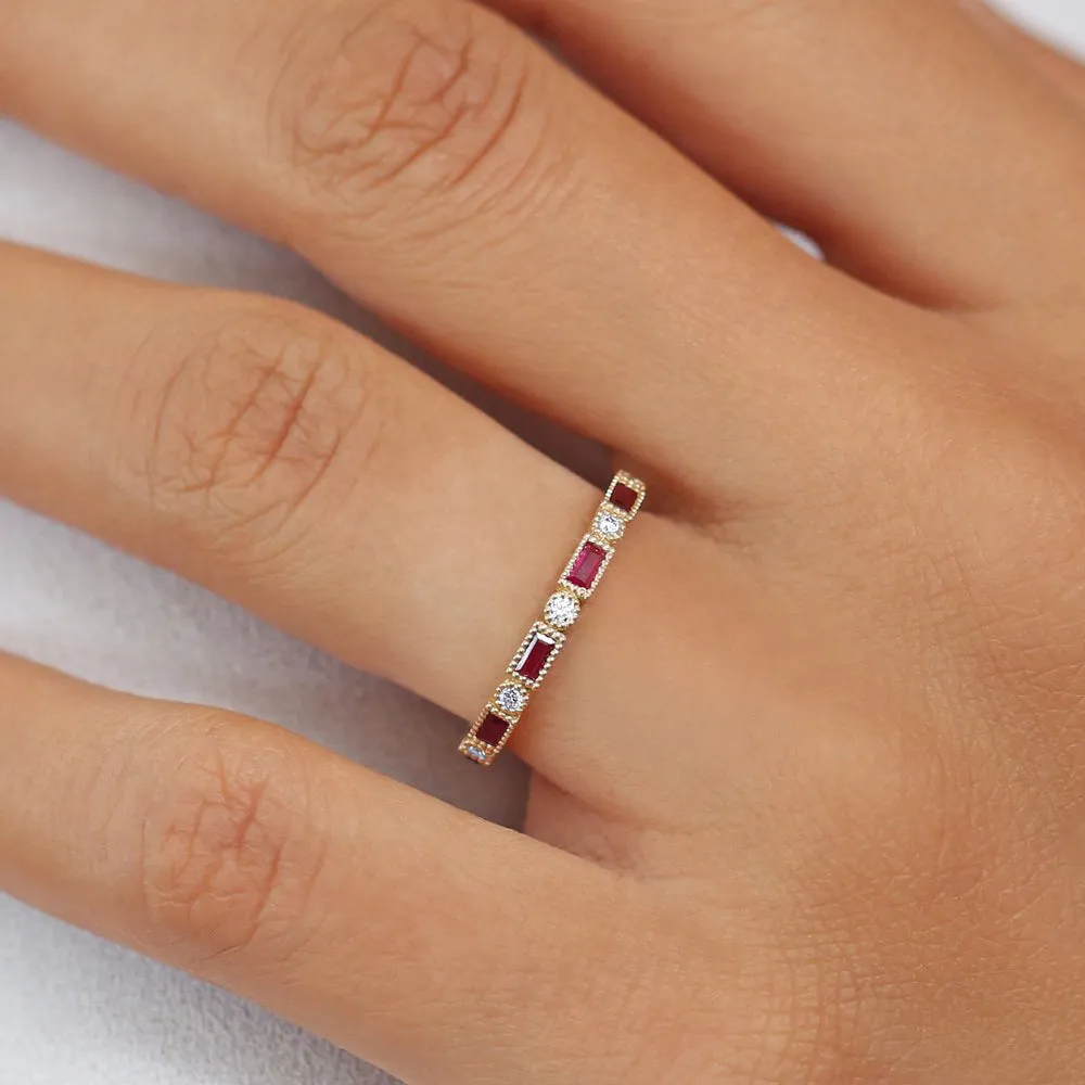 Baguette Ruby and Diamond Ring - Image 2