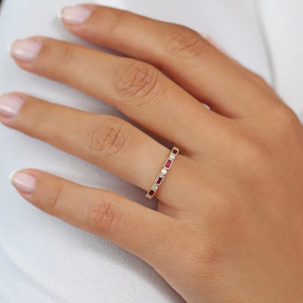Baguette Ruby and Diamond Ring - Image 5