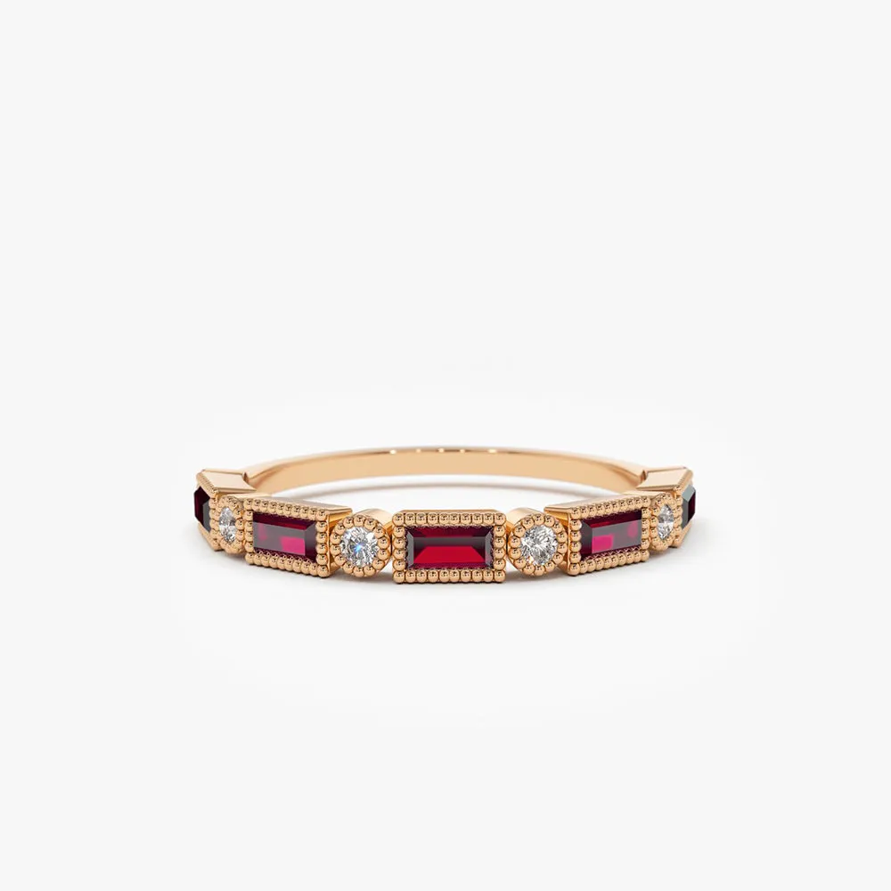 Baguette Ruby and Diamond Ring - Image 7