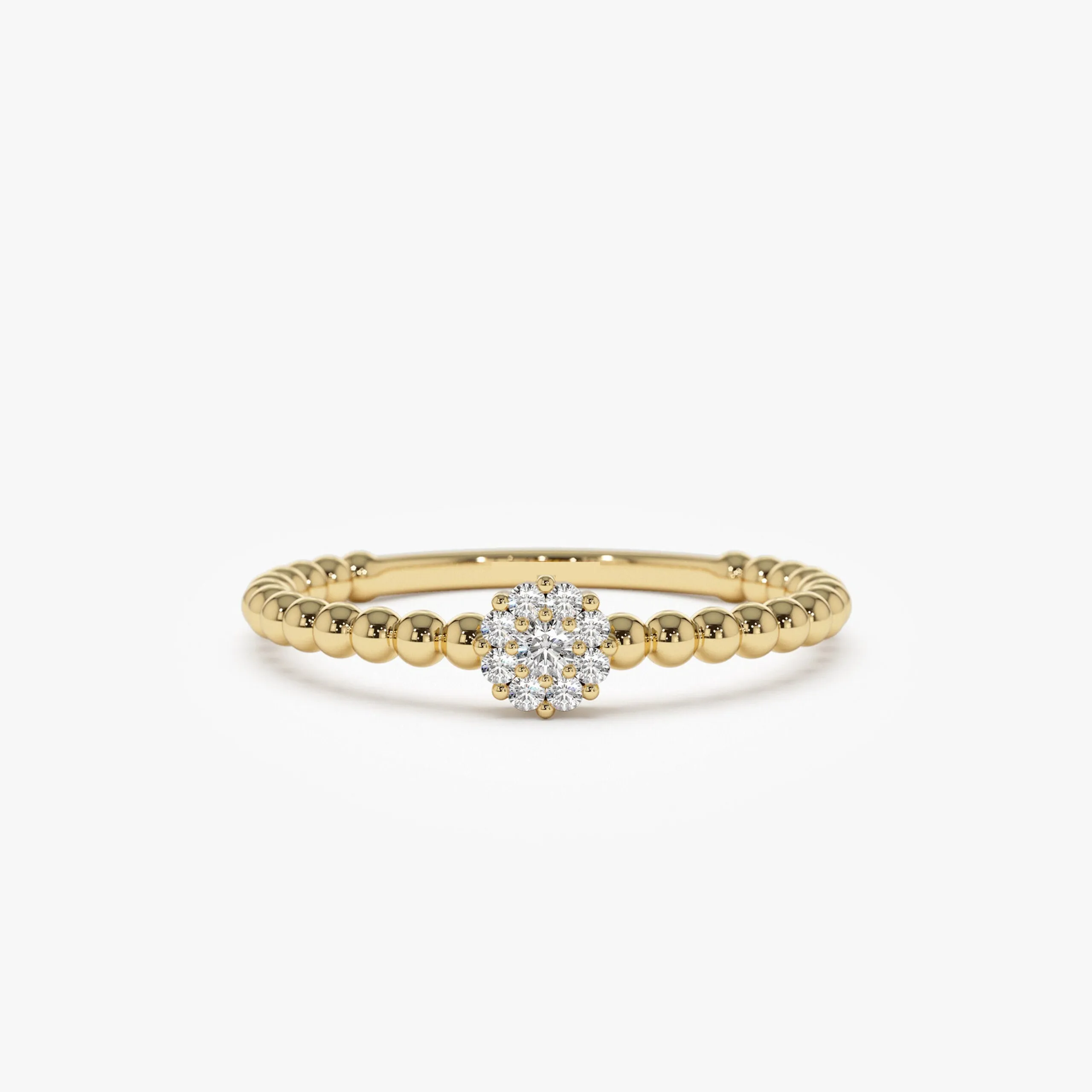 Beaded Floral Diamond Ring