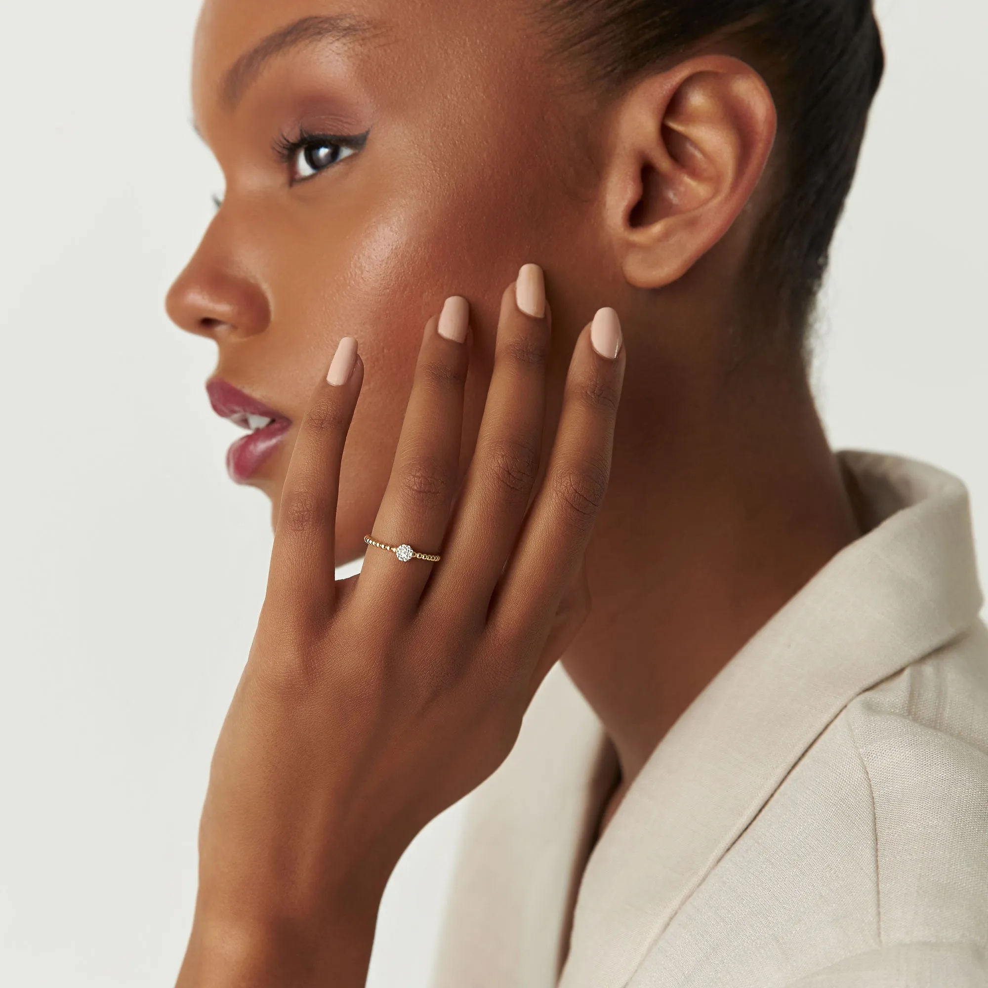 Beaded Floral Diamond Ring - Image 8