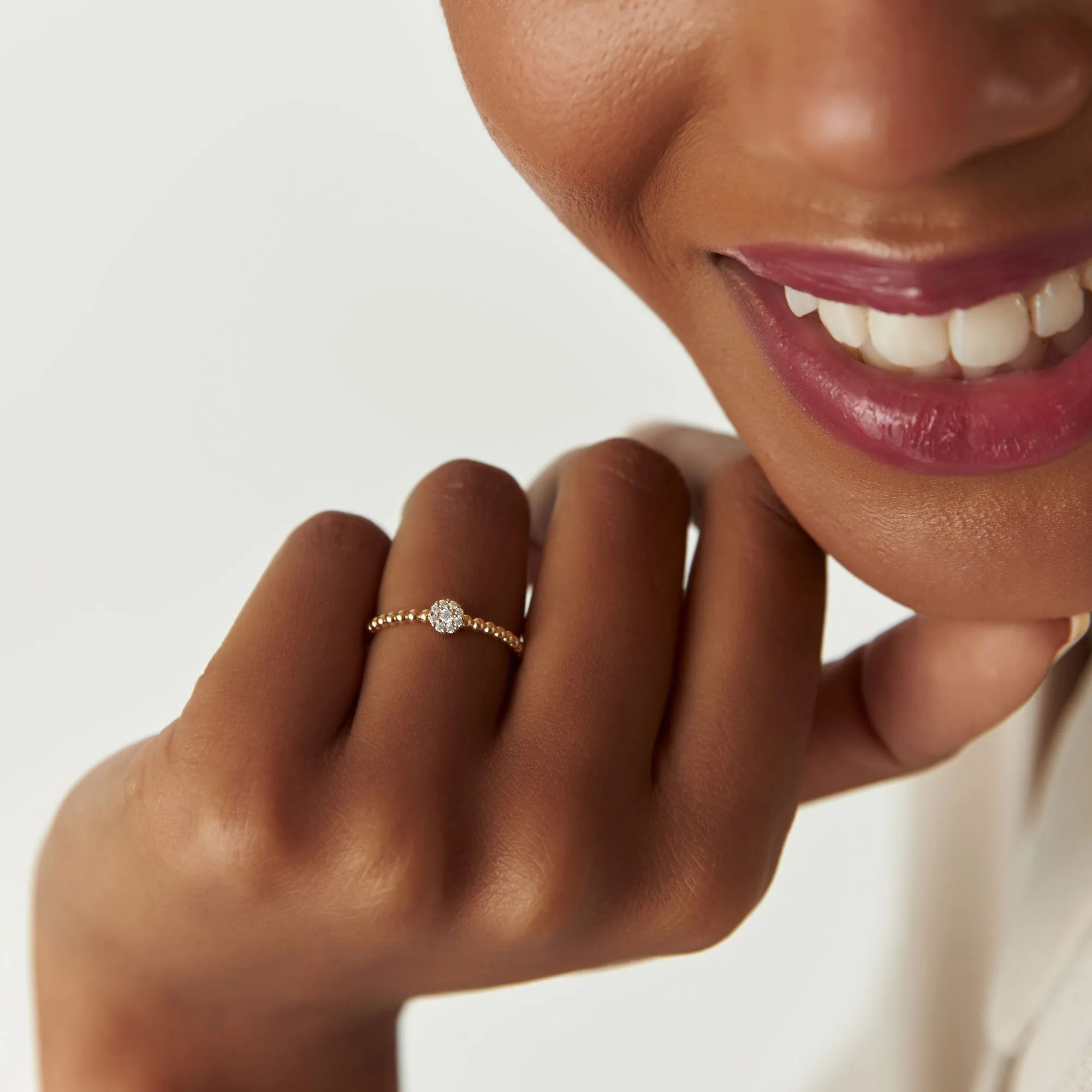 Beaded Floral Diamond Ring - Image 6
