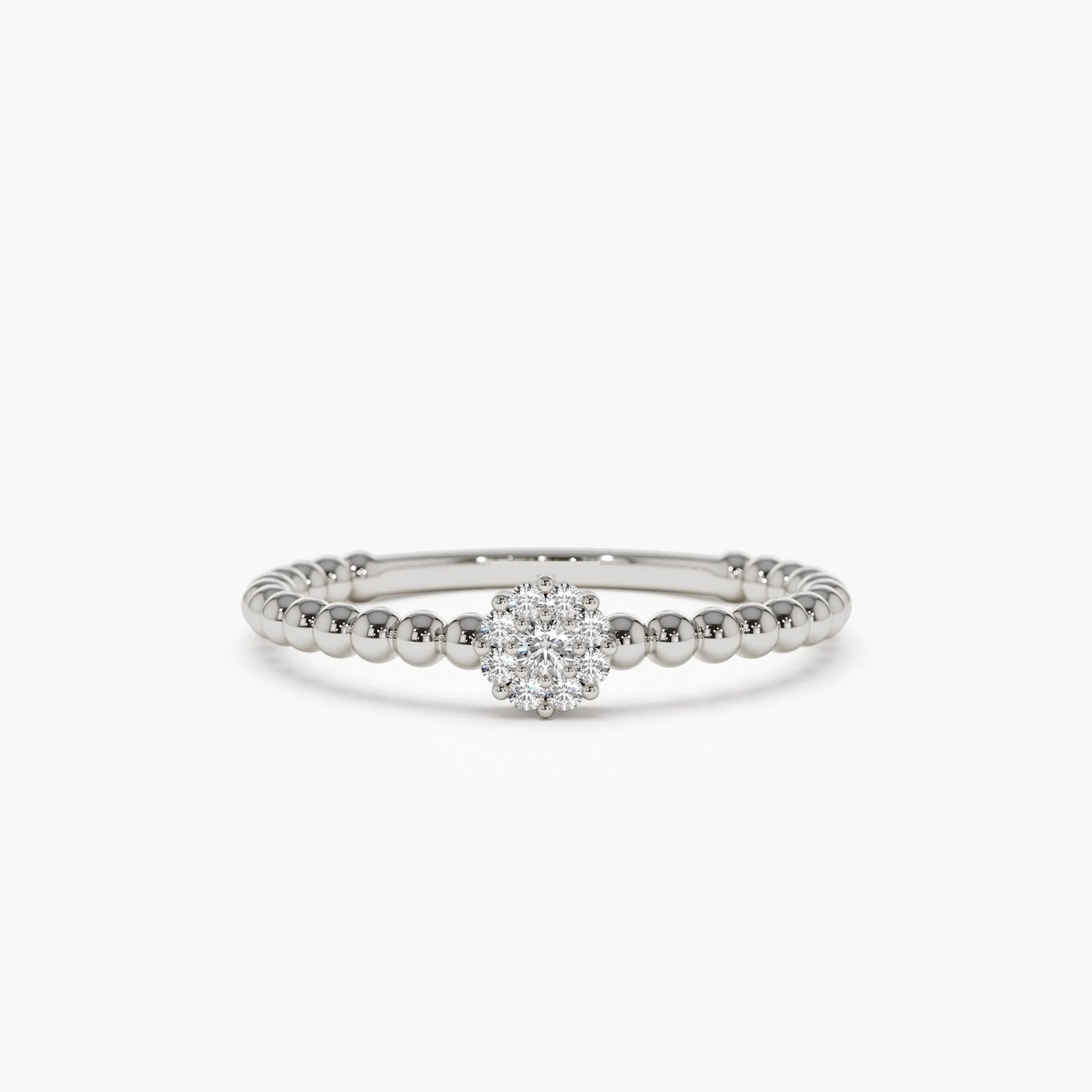 Beaded Floral Diamond Ring - Image 2