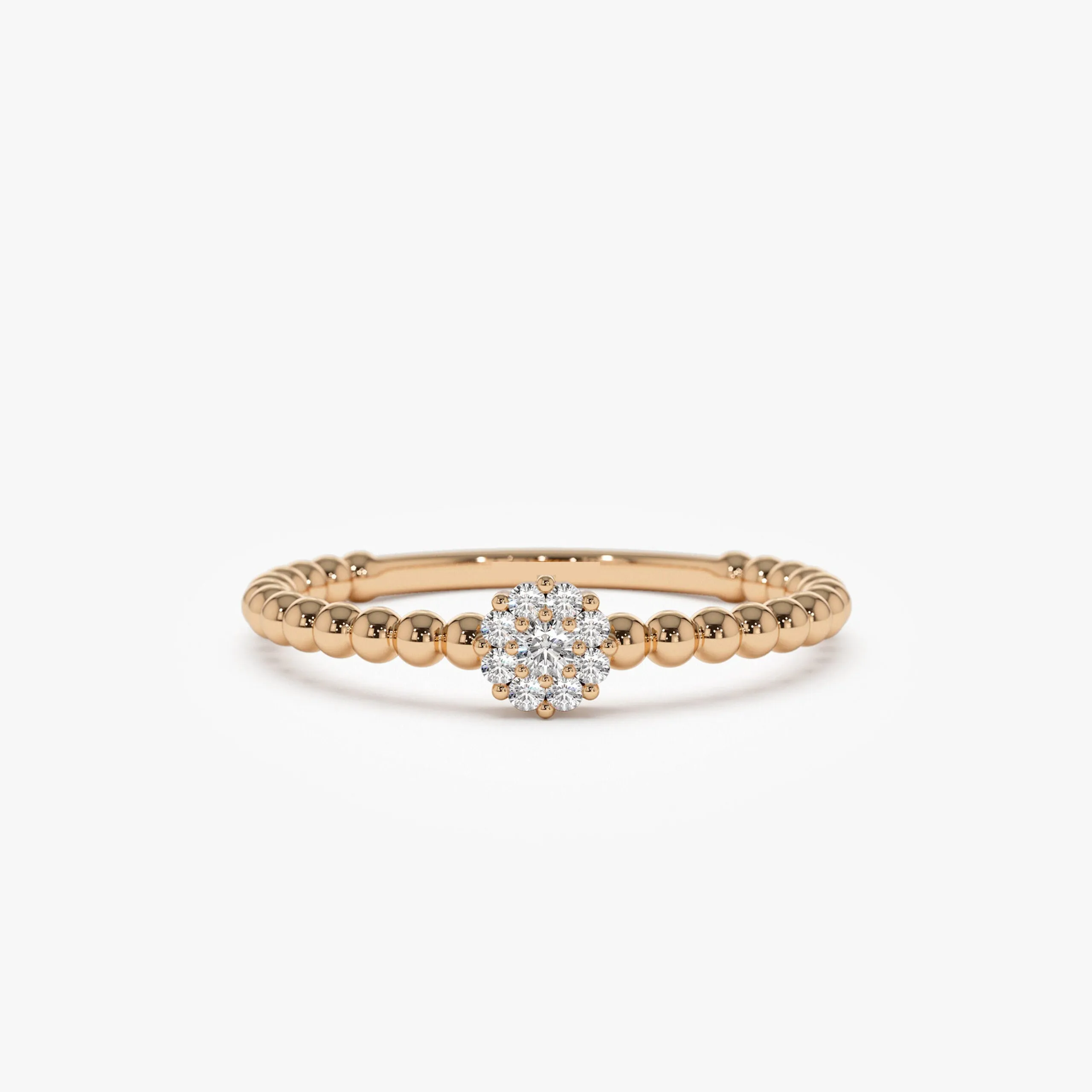 Beaded Floral Diamond Ring - Image 3