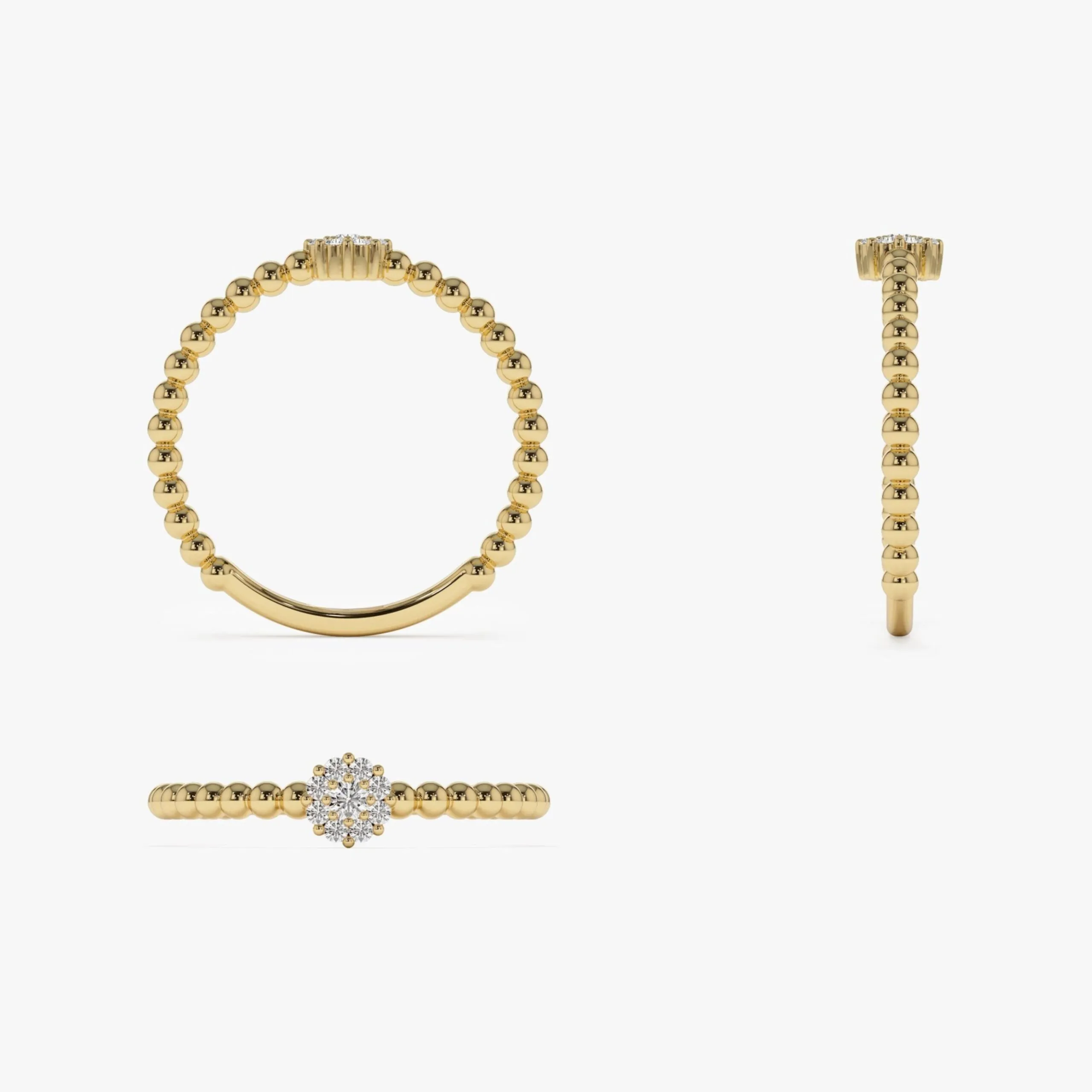 Beaded Floral Diamond Ring - Image 5
