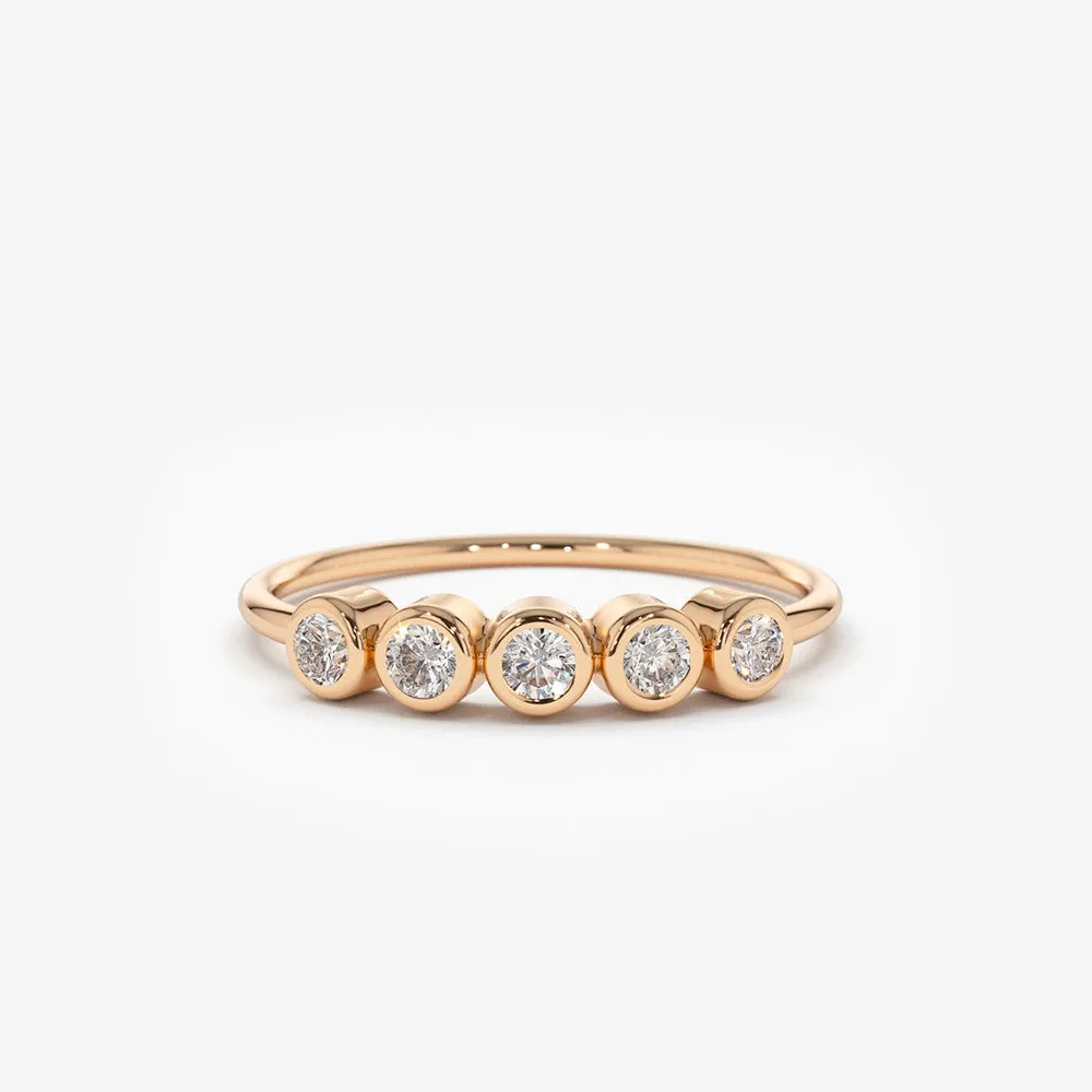 Bezel Set Diamond Wedding Band - Image 4