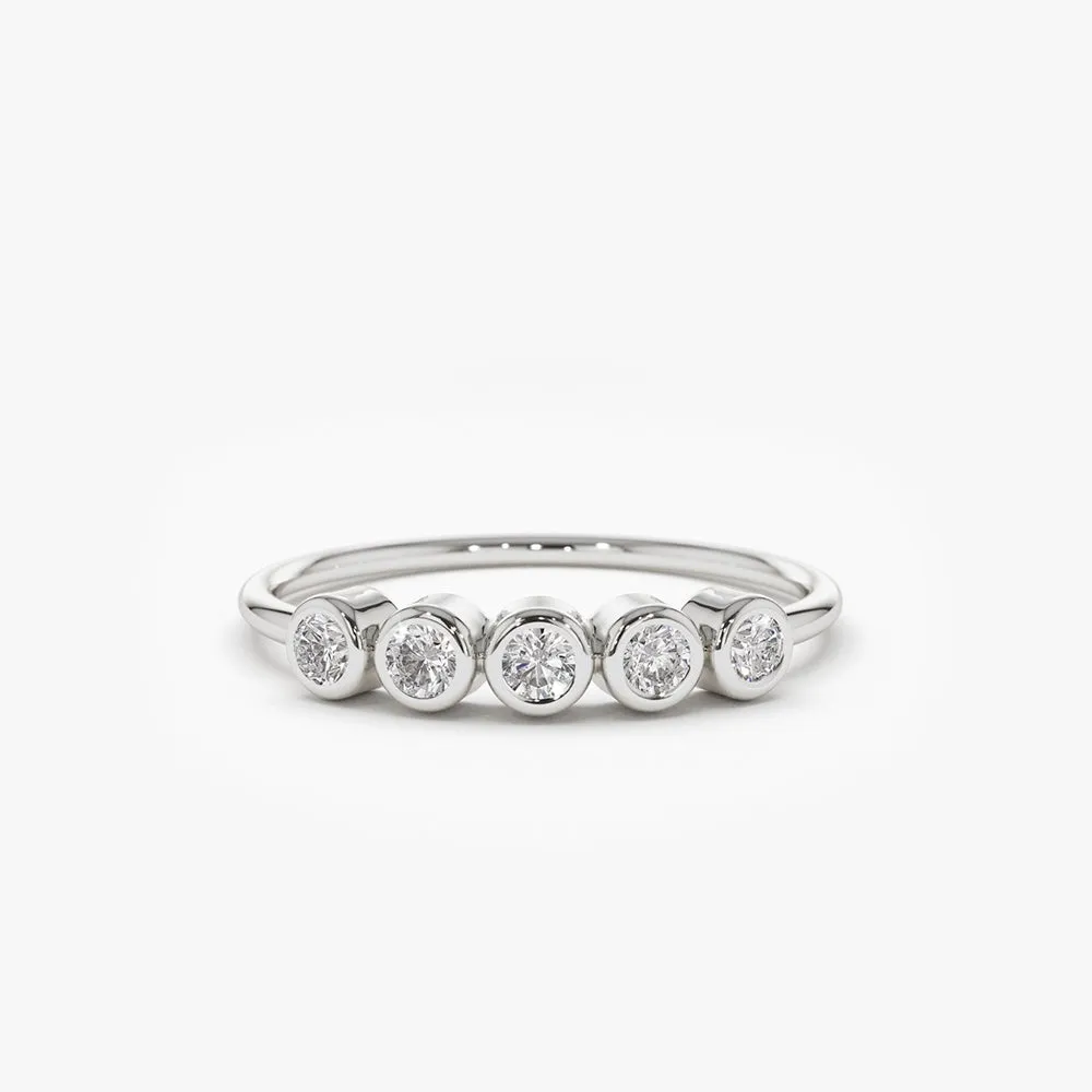 Bezel Set Diamond Wedding Band - Image 5