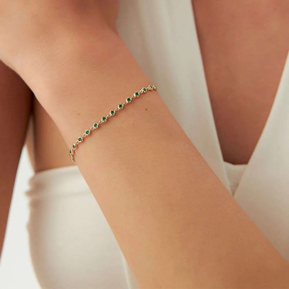 Bezel Set Emerald Tennis Bracelet - Image 2