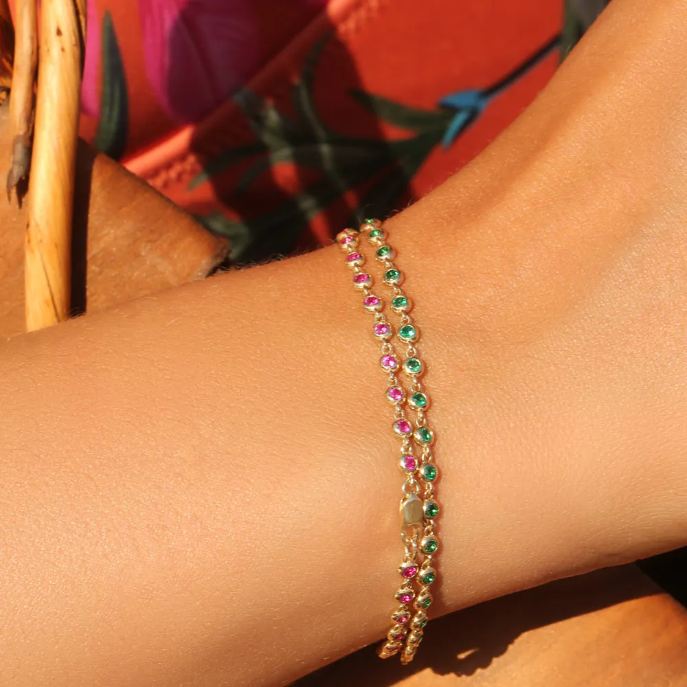 Bezel Set Emerald Tennis Bracelet - Image 3