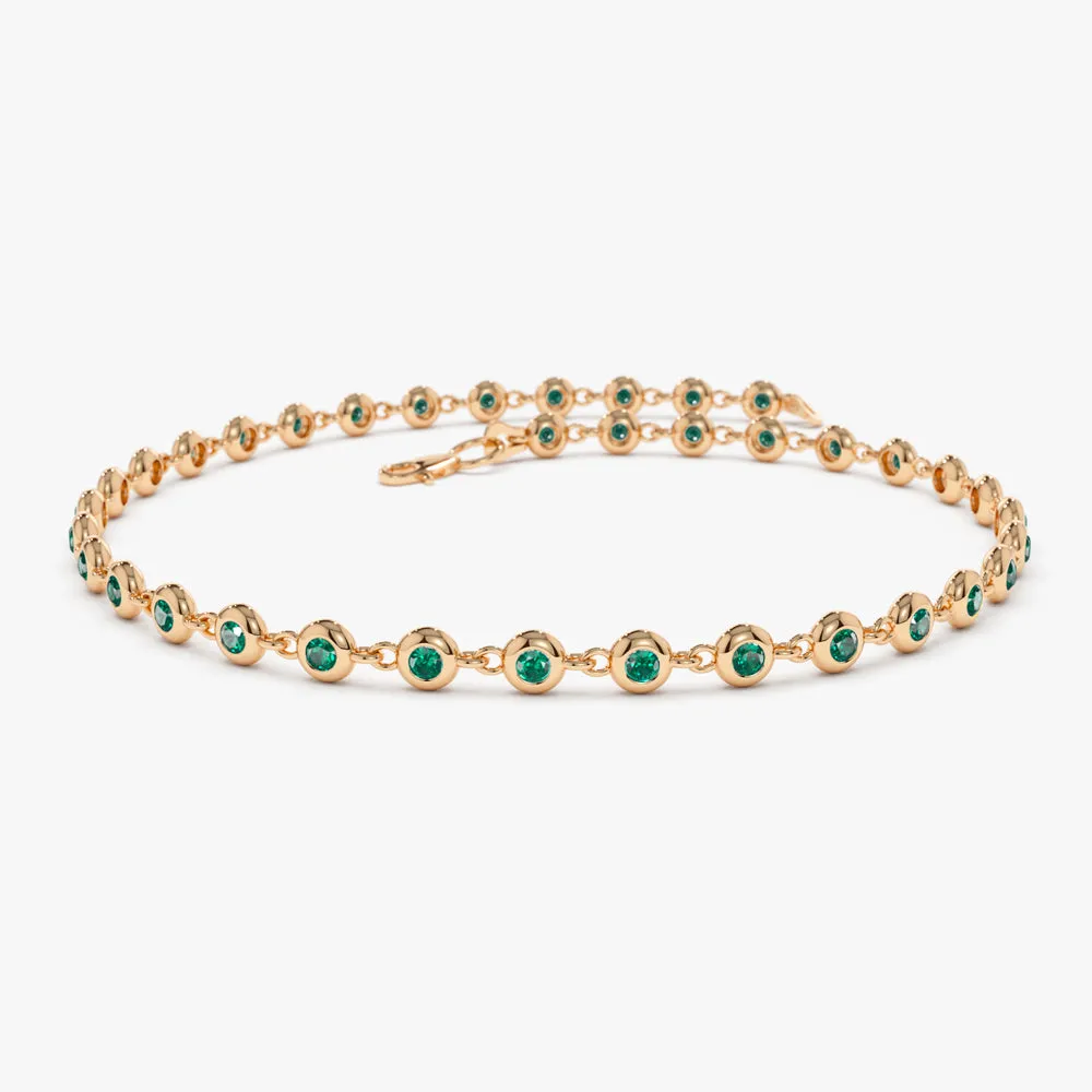 Bezel Set Emerald Tennis Bracelet - Image 4