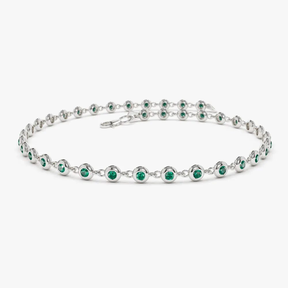 Bezel Set Emerald Tennis Bracelet - Image 5