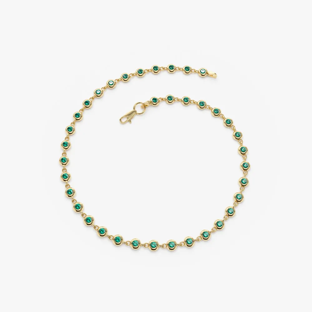 Bezel Set Emerald Tennis Bracelet - Image 6