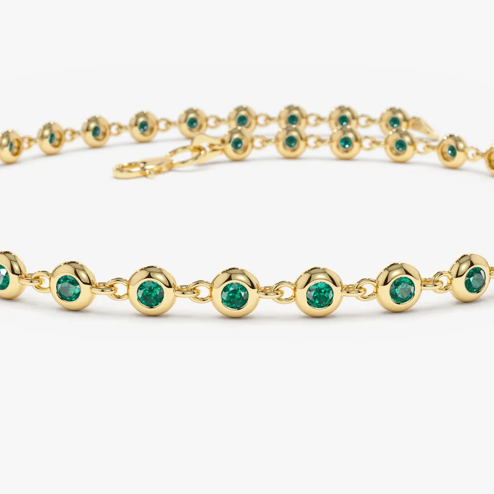 Bezel Set Emerald Tennis Bracelet - Image 7