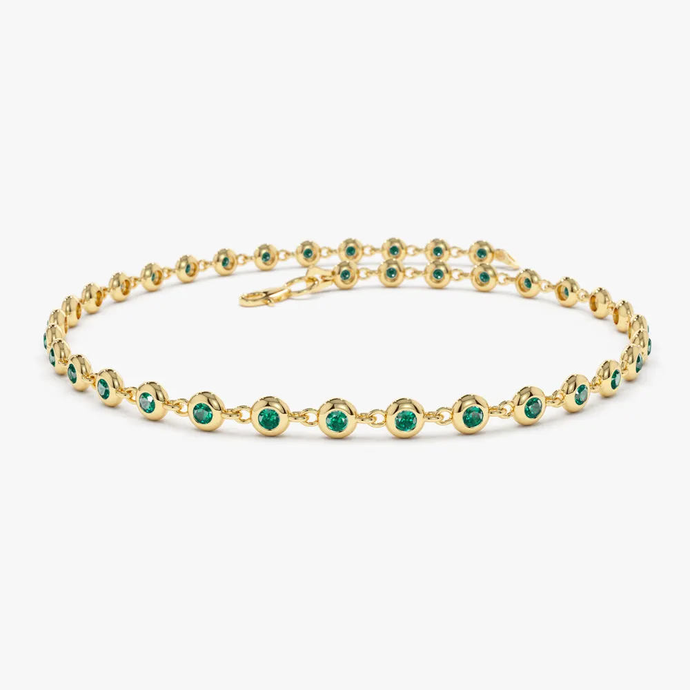 Bezel Set Emerald Tennis Bracelet