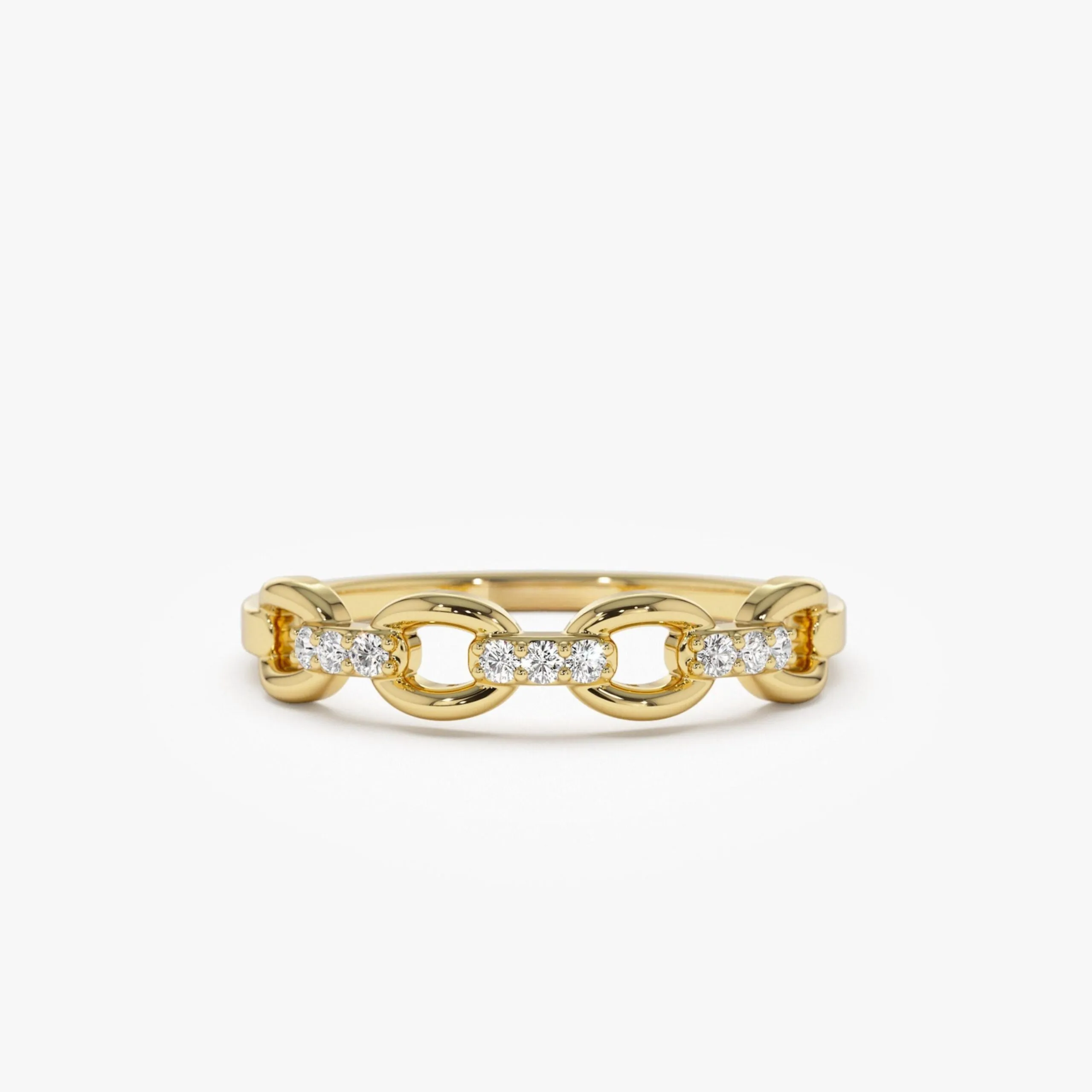Cable Chain Link Diamond Ring