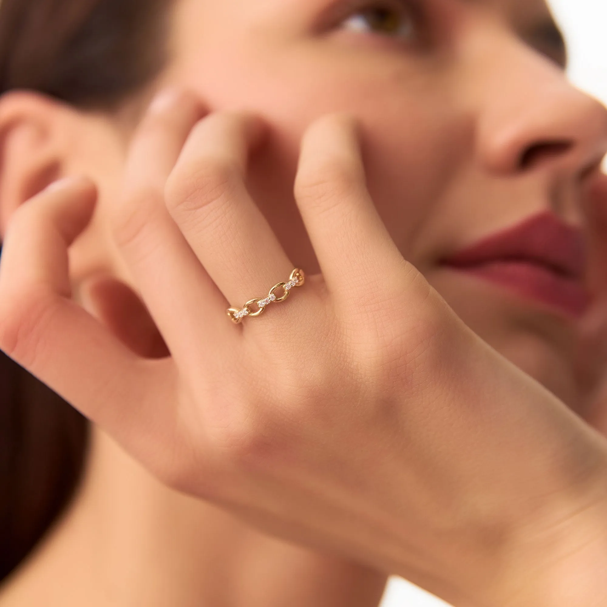 Cable Chain Link Diamond Ring - Image 7