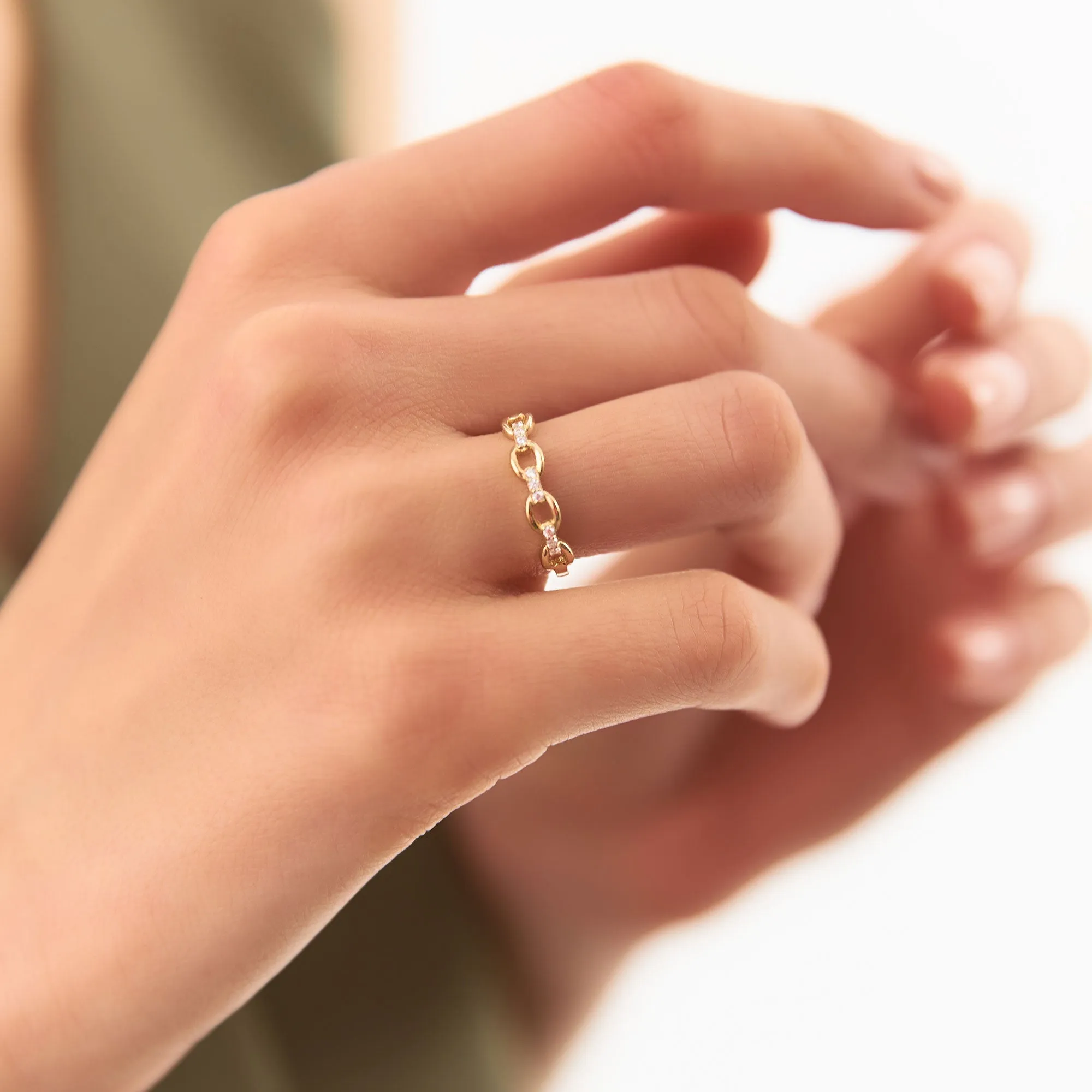 Cable Chain Link Diamond Ring - Image 6