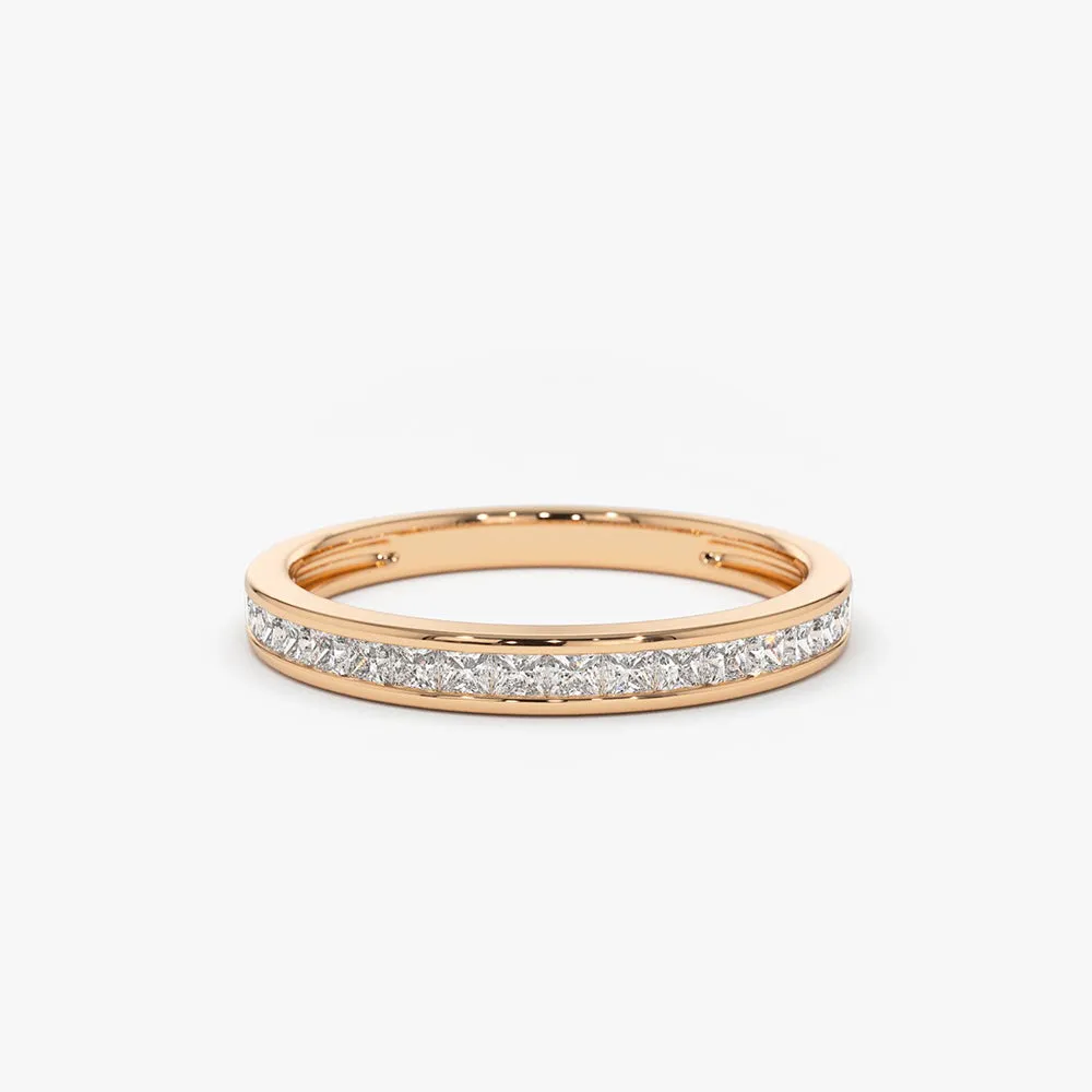 Channel Setting Princess Cut Half Eternity Diamond Ring - Image 5