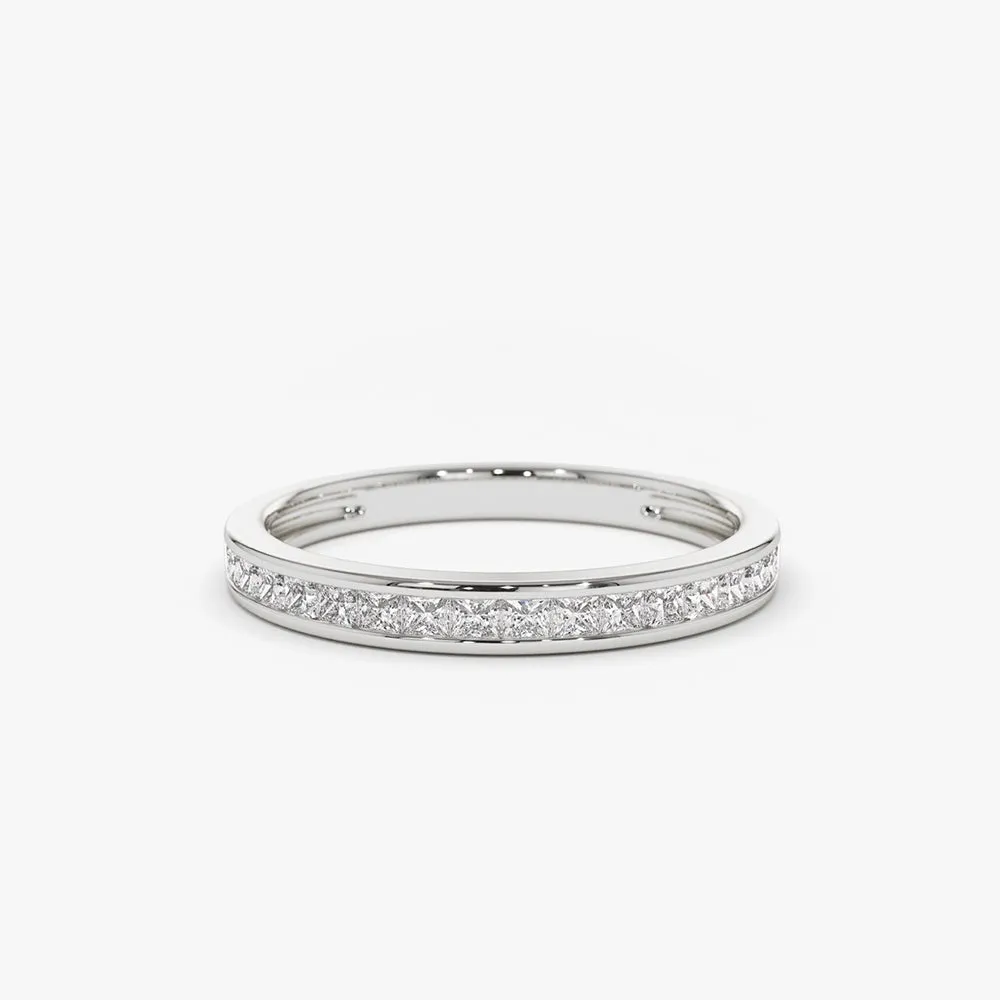 Channel Setting Princess Cut Half Eternity Diamond Ring - Image 6