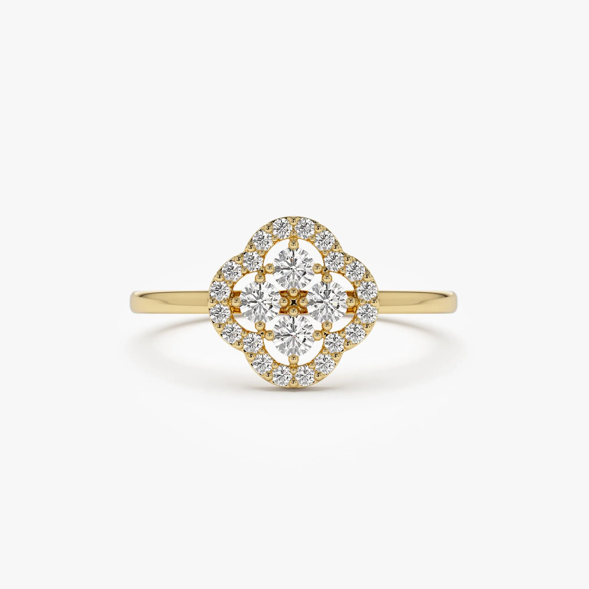 Clover Diamond Cluster Ring