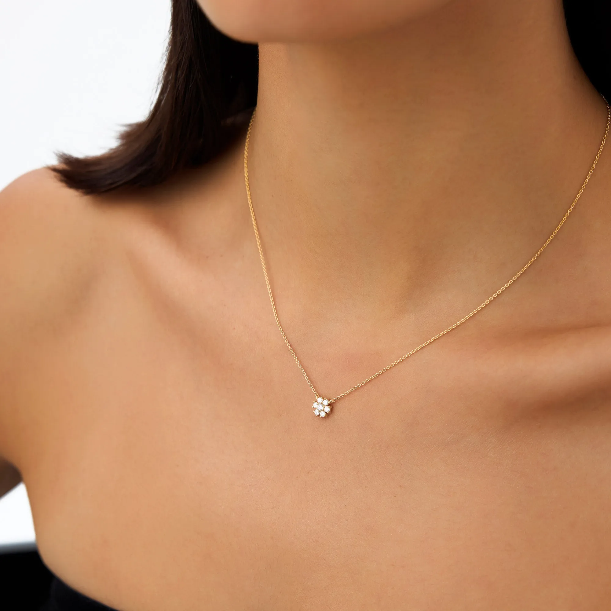 Cluster Flower Diamond Necklace - Image 3