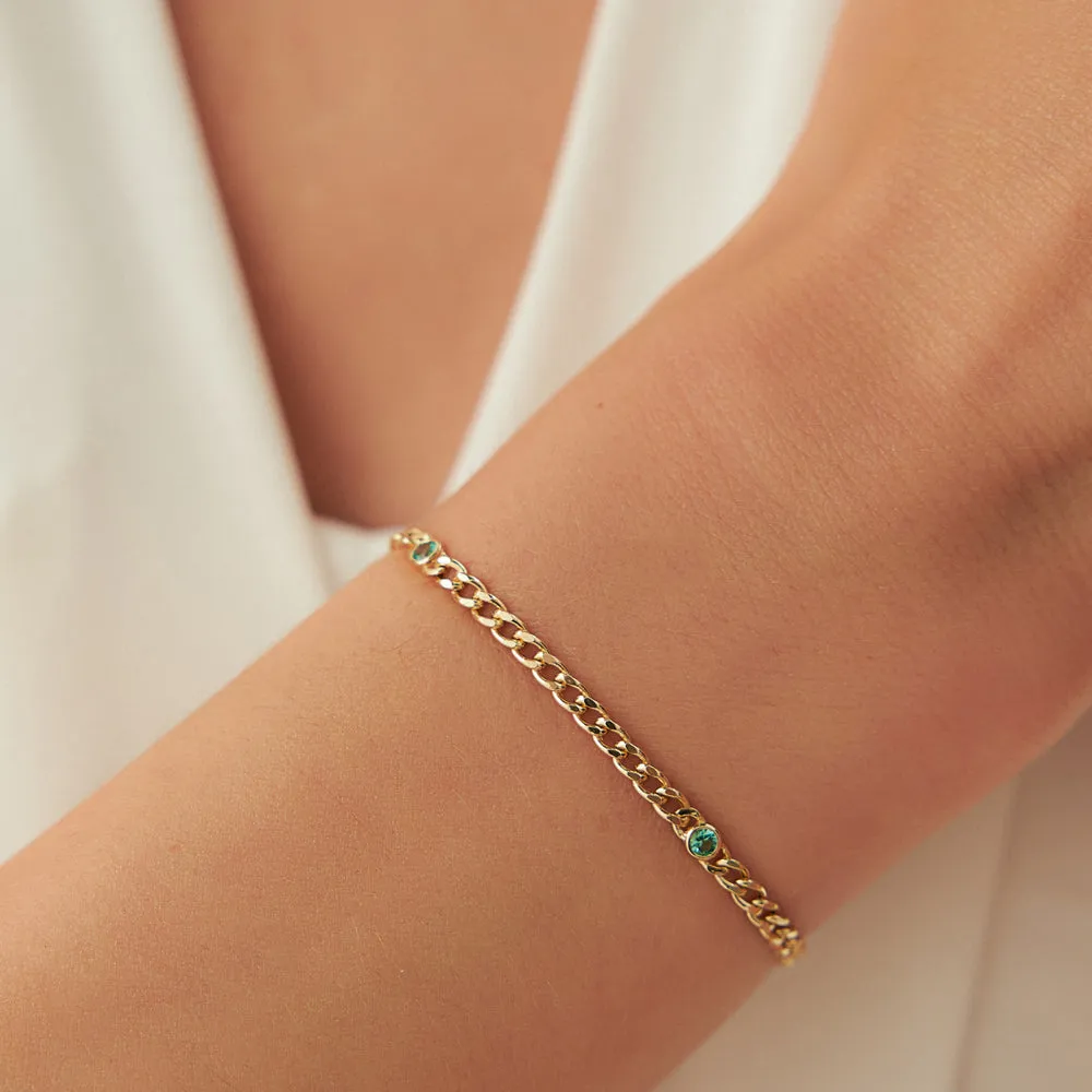 Cuban Link Bracelet W Bezel Setting Emerald - Image 2