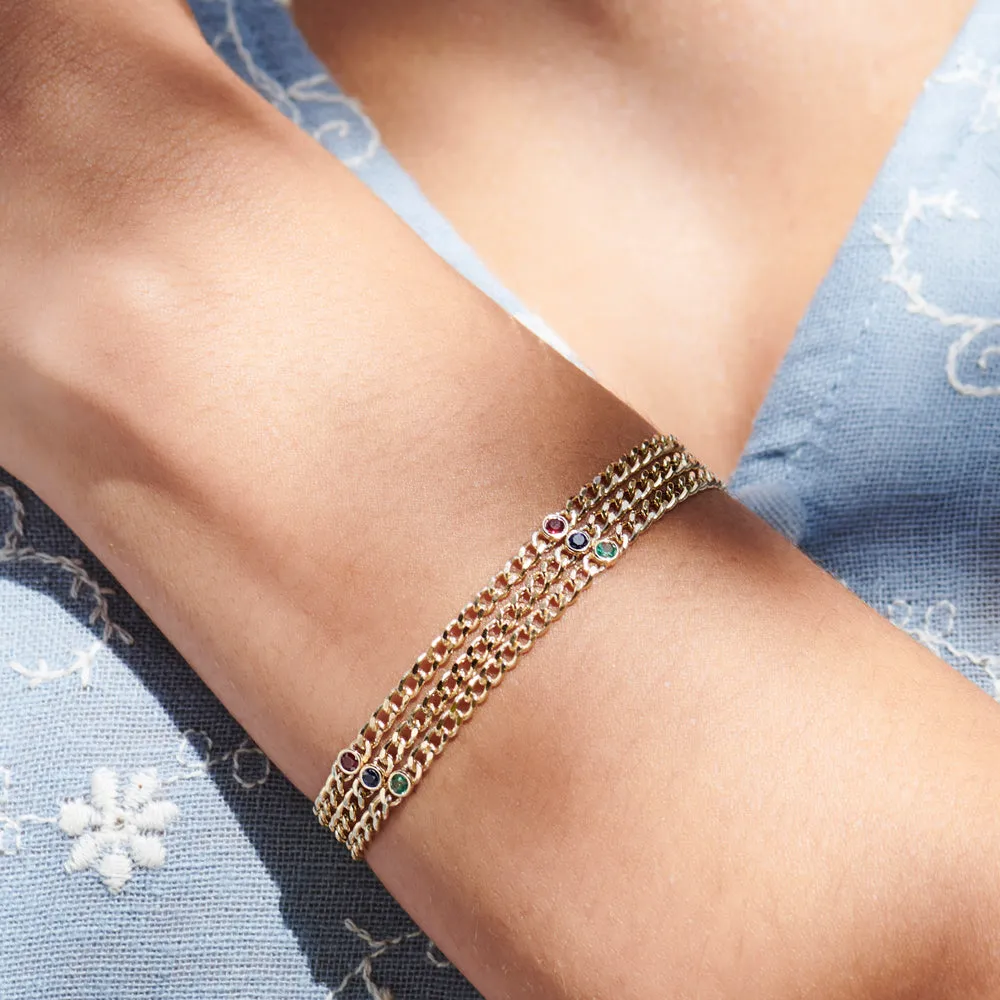 Cuban Link Bracelet W Bezel Setting Emerald - Image 3