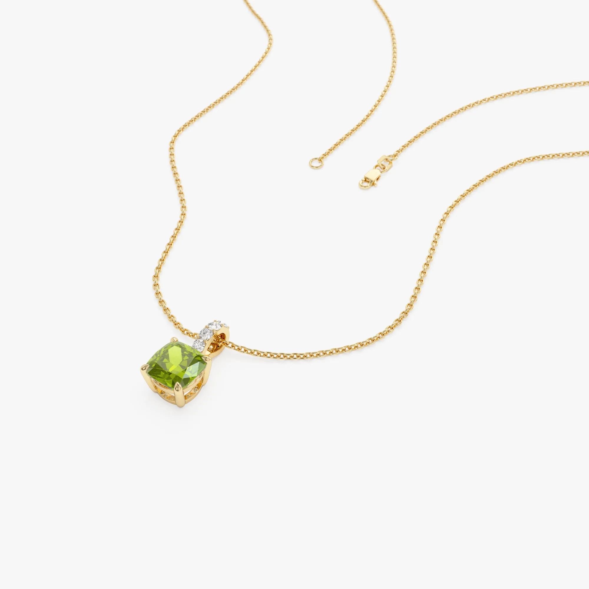 Cushion Cut Peridot with Diamond Bail - Image 2