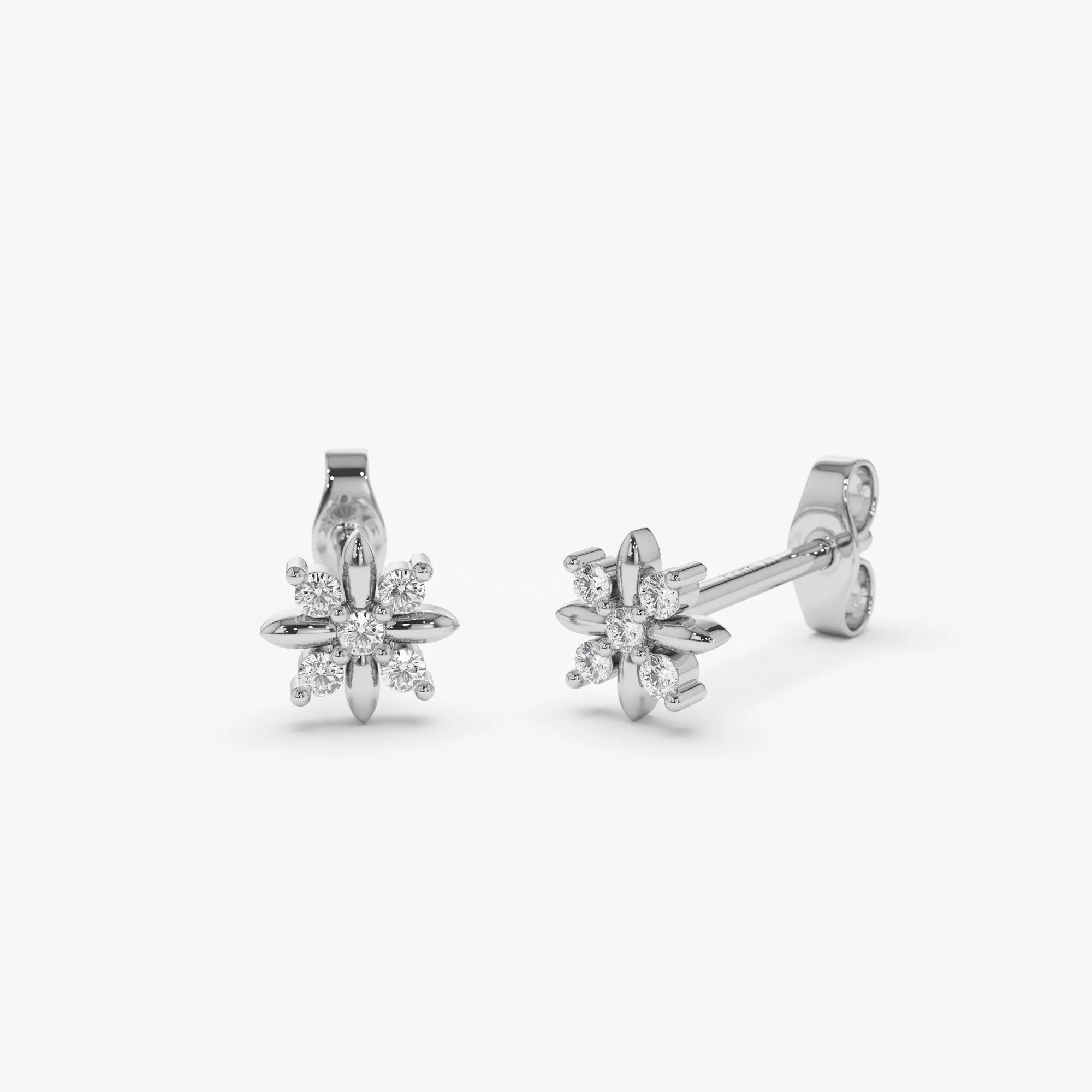 Dainty Crisscross Cluster Diamond Studs - Image 2