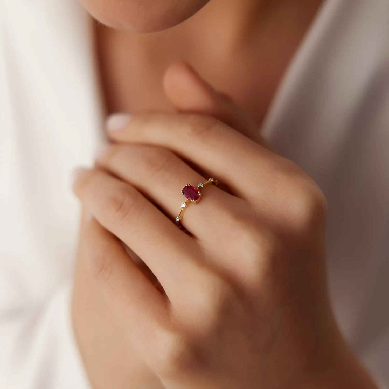 Dainty Diamond Genuine Ruby Ring - Image 3