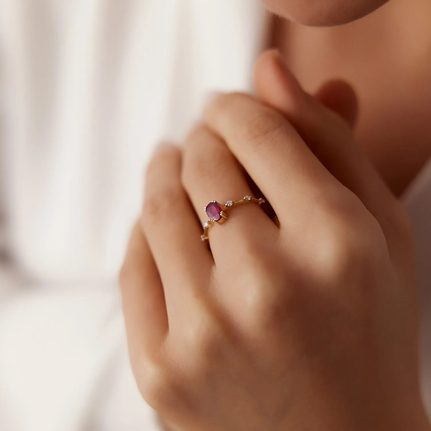 Dainty Diamond Genuine Ruby Ring - Image 4