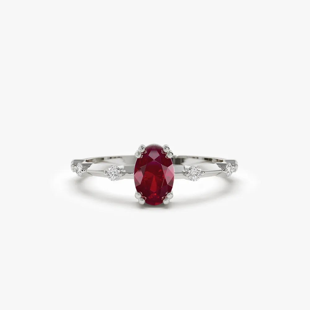 Dainty Diamond Genuine Ruby Ring - Image 5