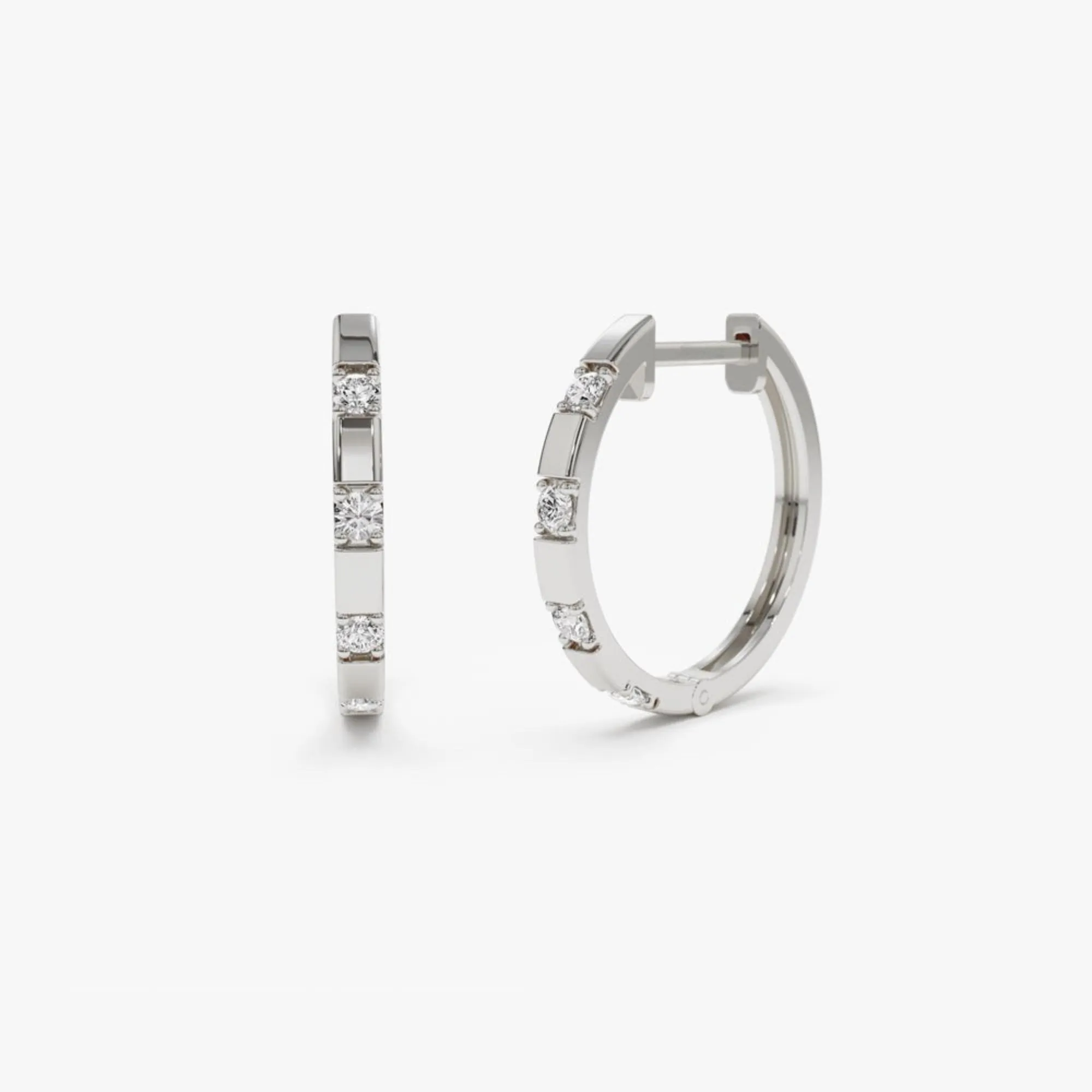 Dainty Diamond Hoop Earrings - Image 6