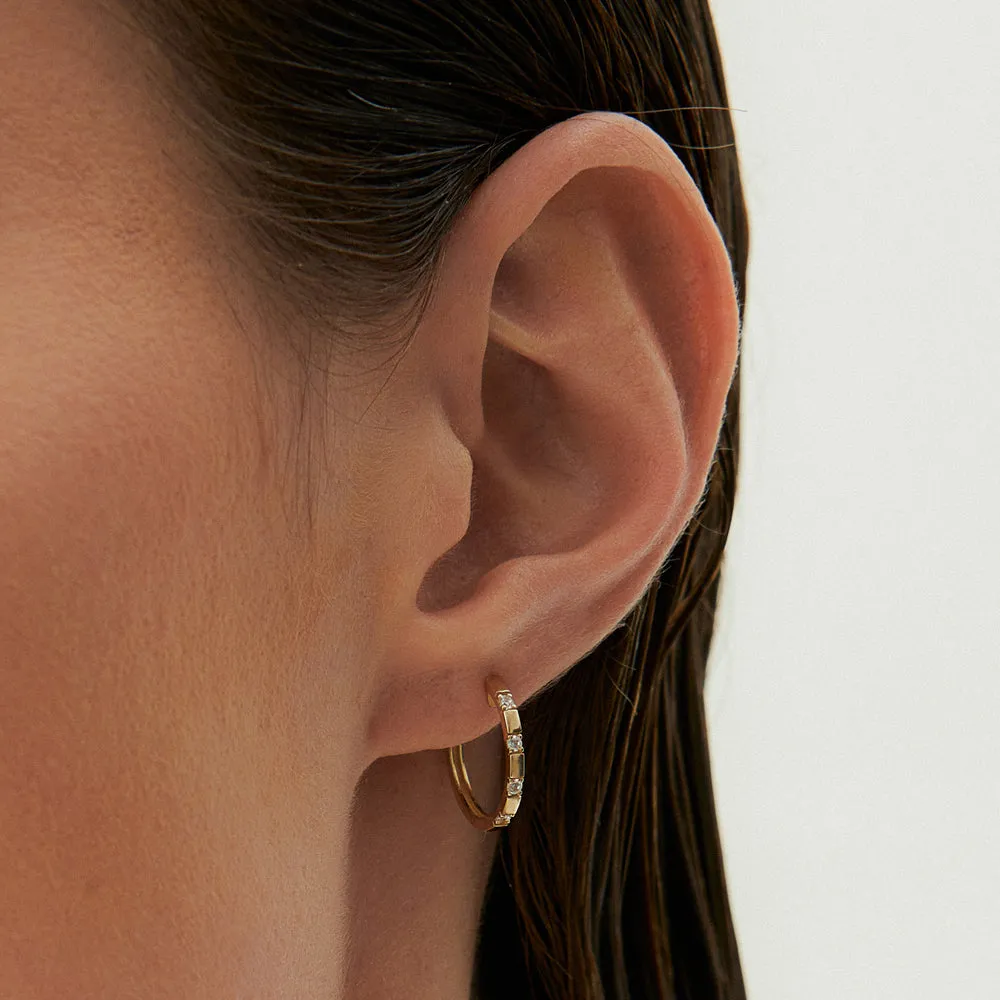 Dainty Diamond Hoop Earrings - Image 2