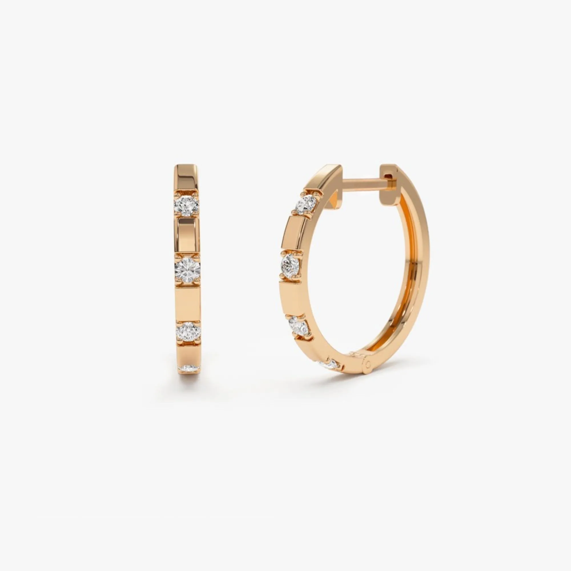 Dainty Diamond Hoop Earrings - Image 7
