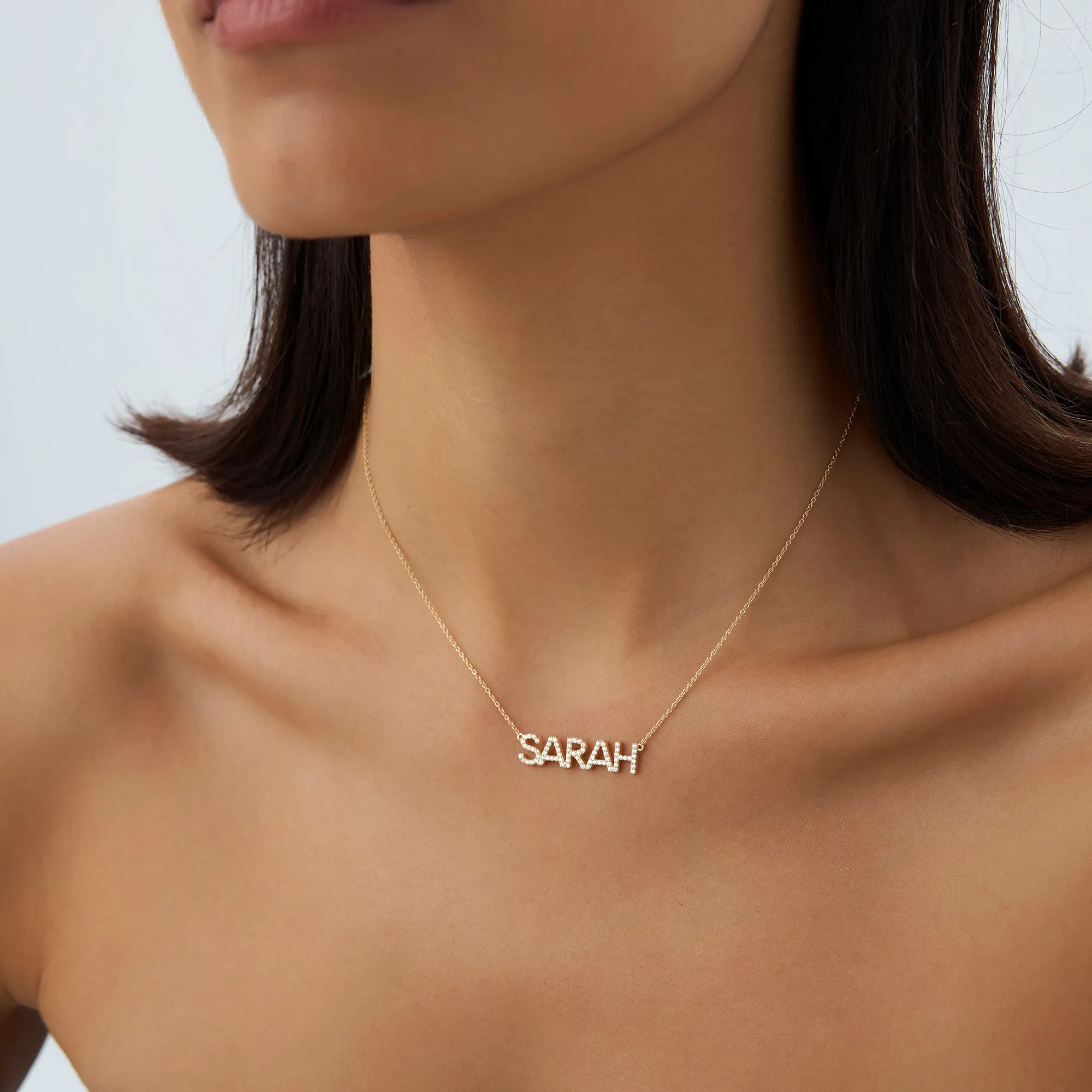 Dainty Layering Diamond Name Necklace - Image 2