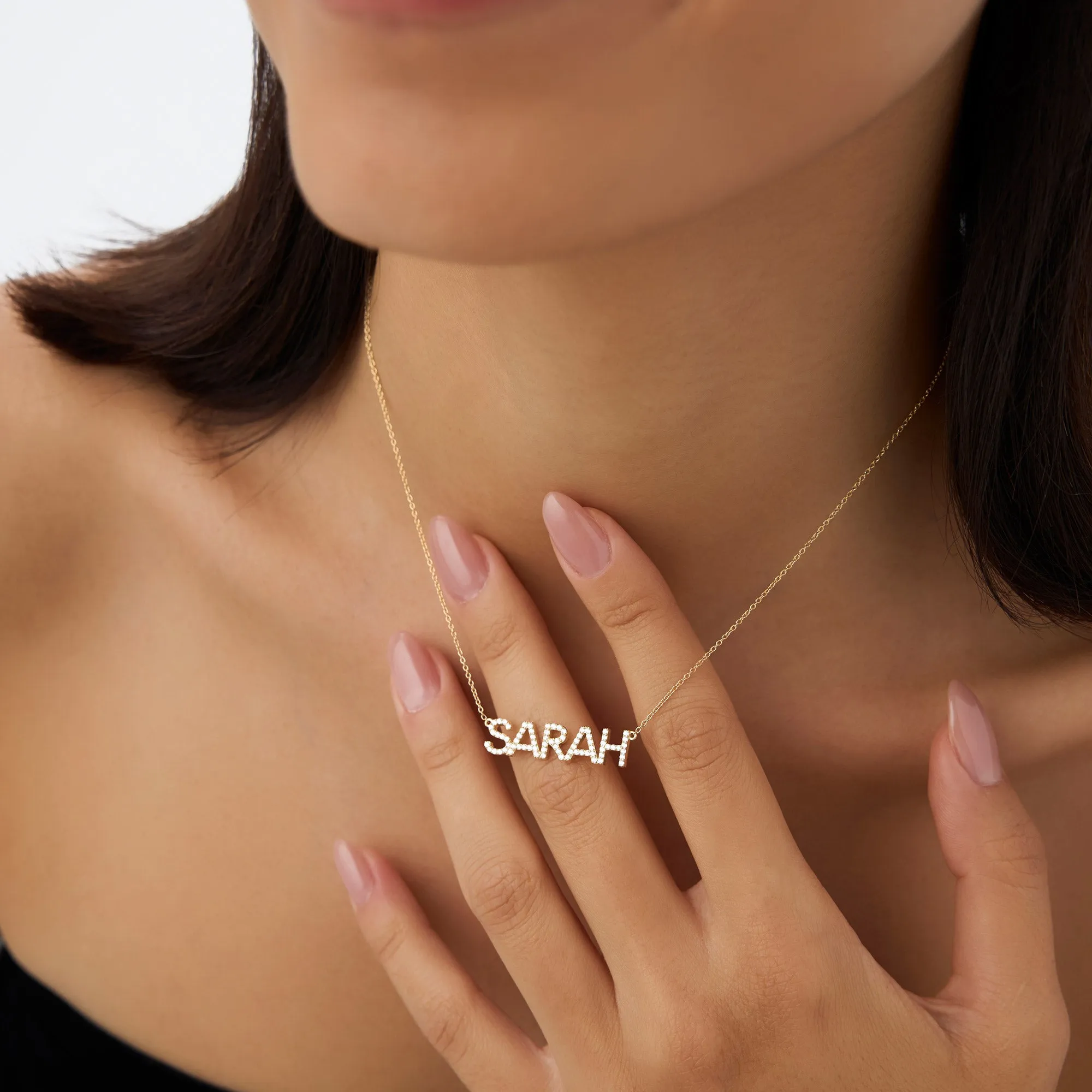 Dainty Layering Diamond Name Necklace - Image 3