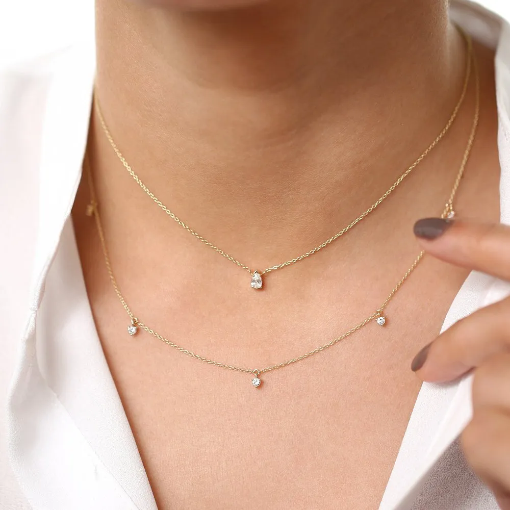 Dangling Diamond Solitaire Necklace - Image 3