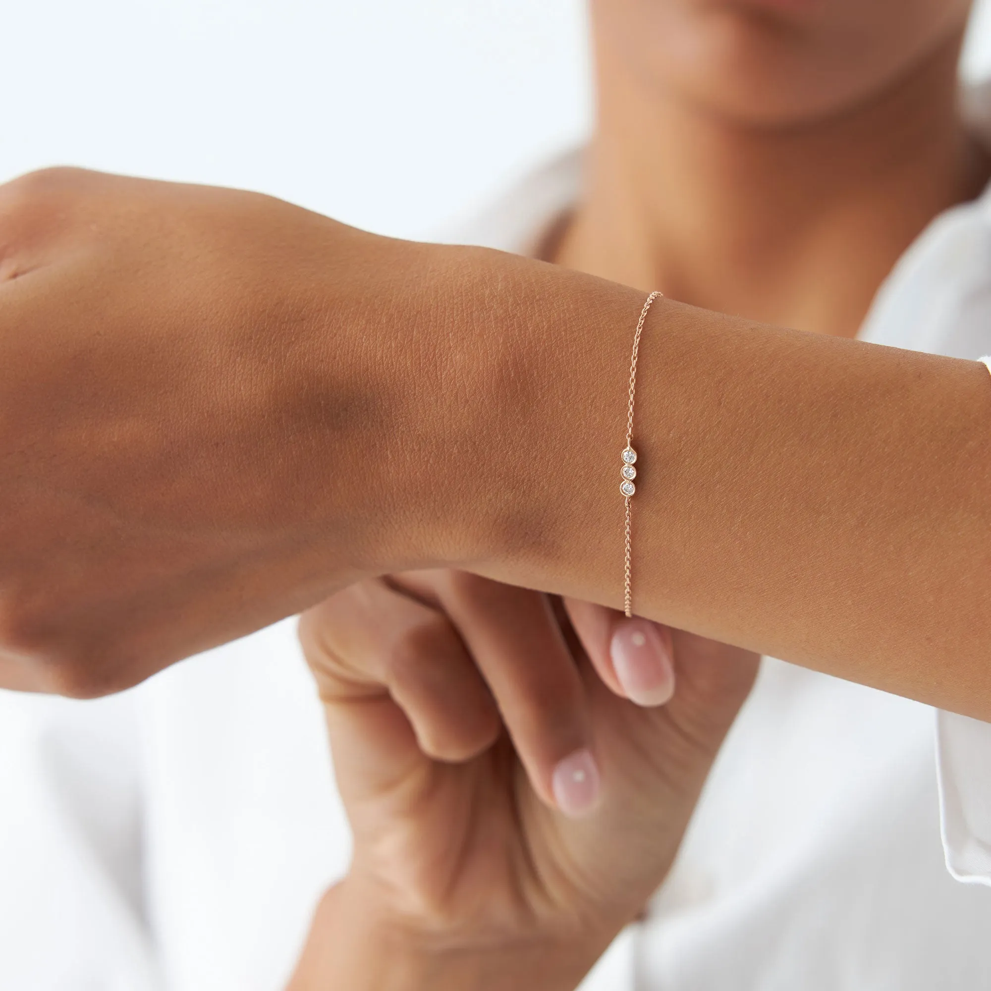 Diamond Bracelet With Thin Chaintrio - Image 3