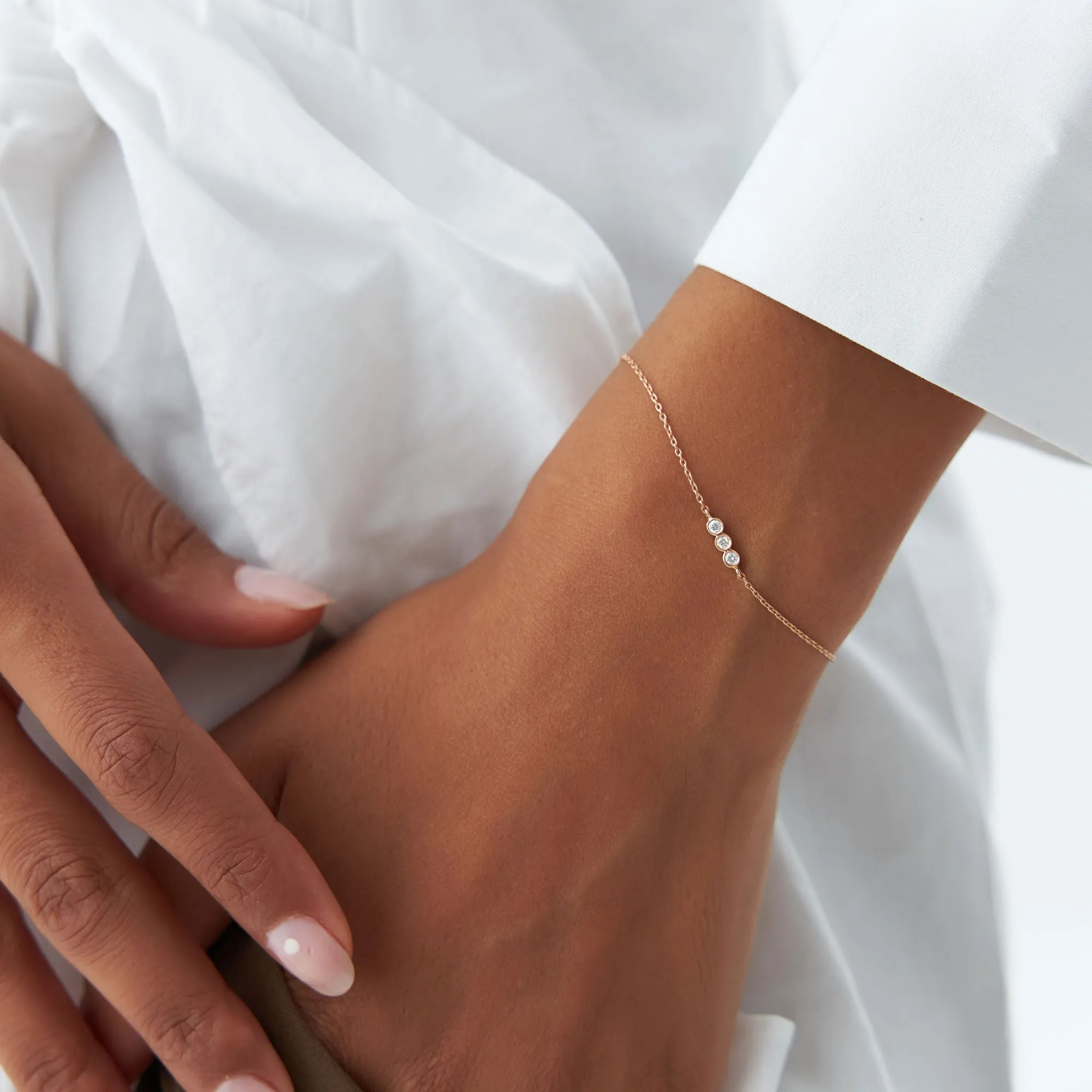 Diamond Bracelet With Thin Chaintrio - Image 2