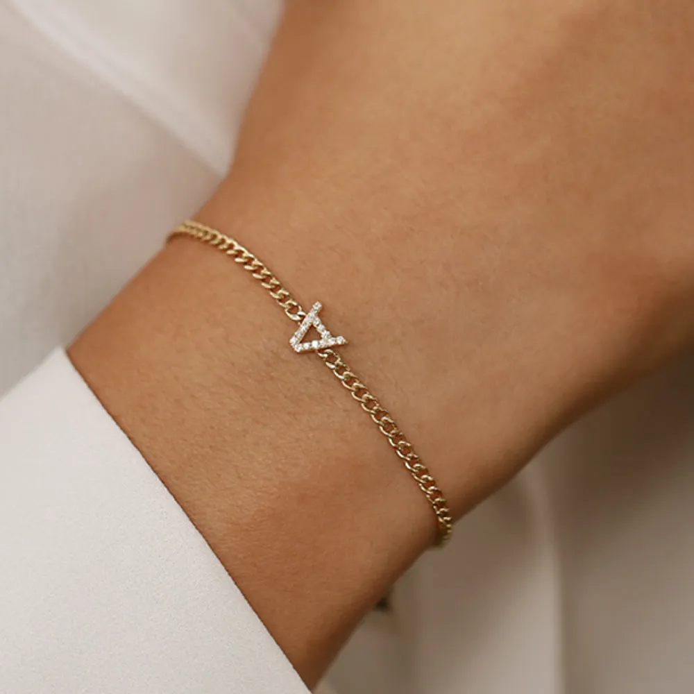 Diamond Initial Curb Bracelet - Image 2