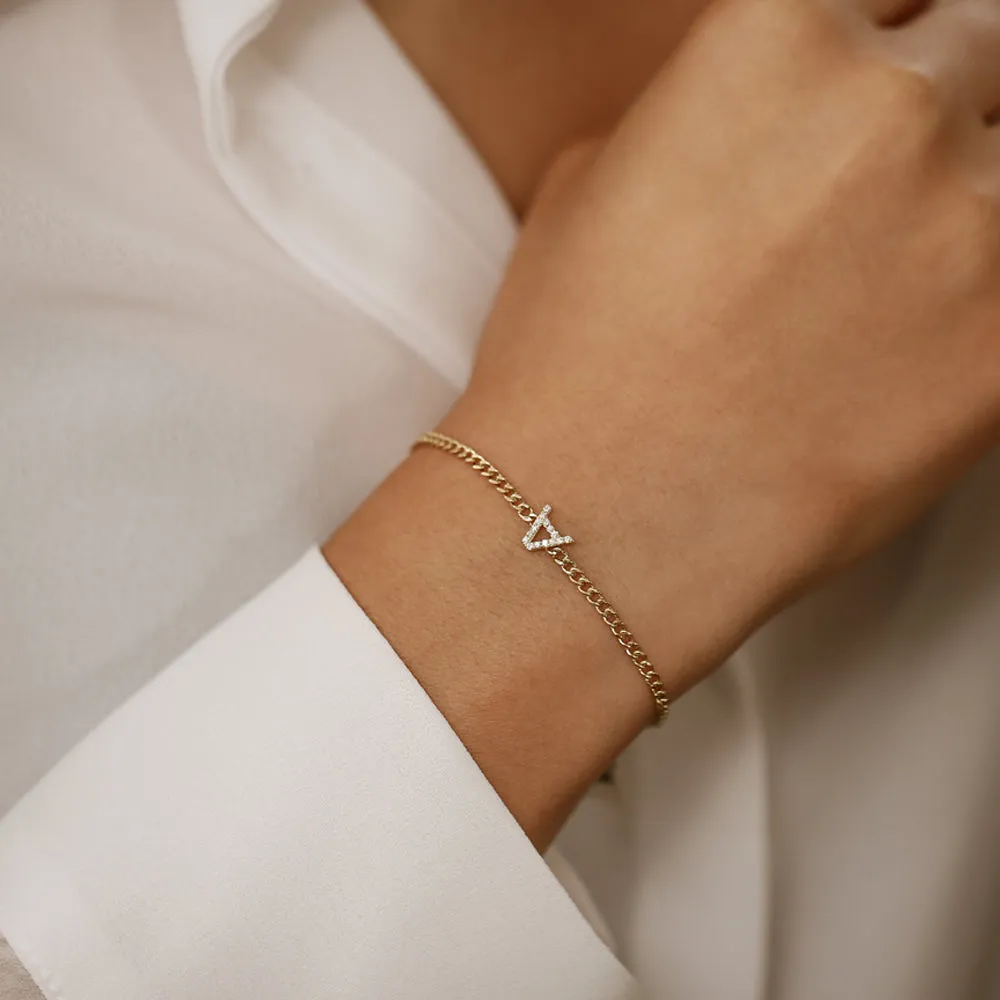 Diamond Initial Curb Bracelet - Image 3
