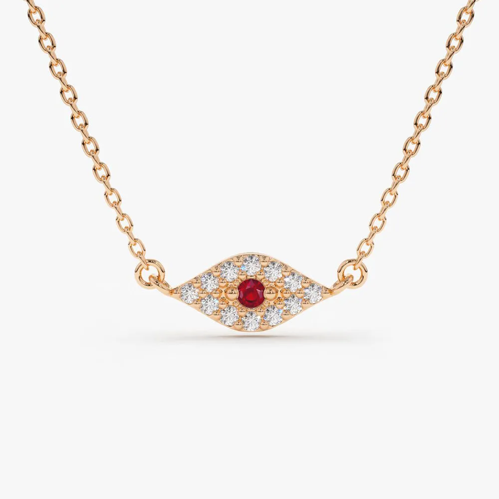 Diamond and Ruby Evil Eye Necklace - Image 5