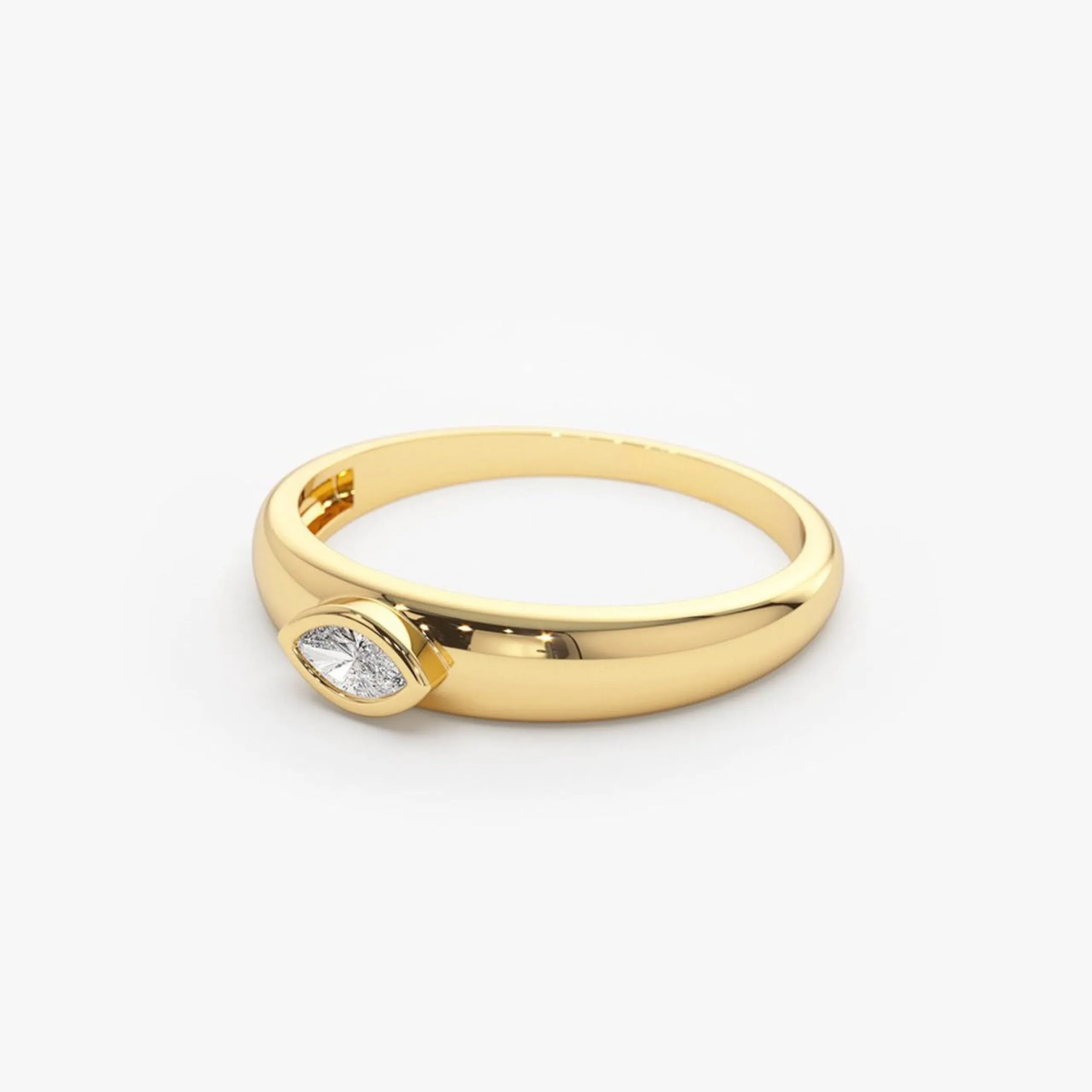Dome Bezel Setting Marquise Diamond Solitaire Ring - Image 2